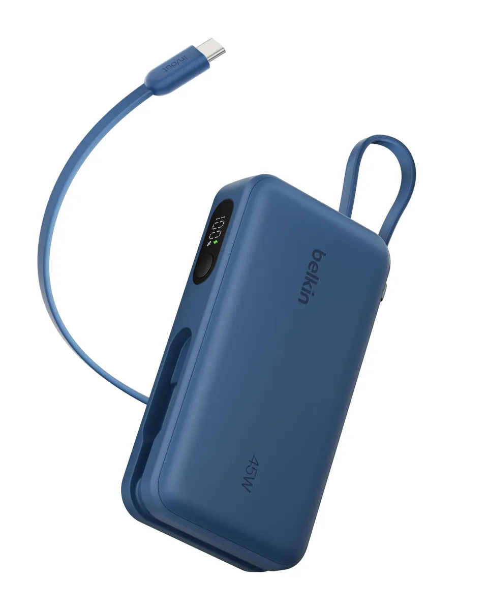belkin-ultracharge-power-bank-10-000-mah-45-w-pd-con-cavo-usb-c-integrato-e-disp image 1