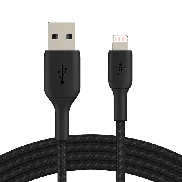 belkin-boostcharge-cavo-usb-a-a-lightning-intrecciato-in-nylon-3-m-nero-certific image 1