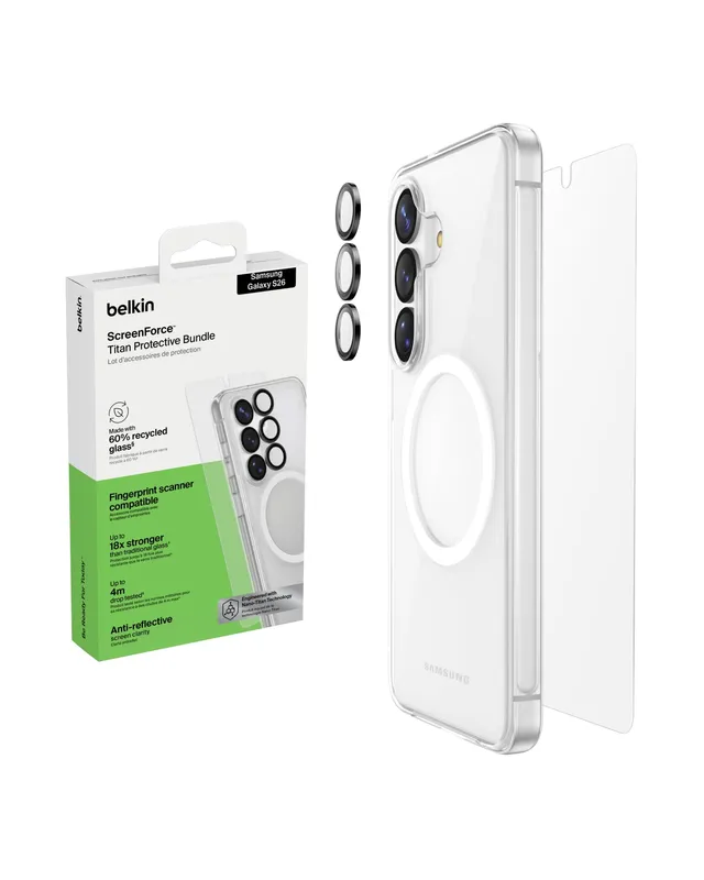 belkin-screenforce-titan-kit-protezione-360-per-samsung-galaxy-s26-cover-sheerfo image 1