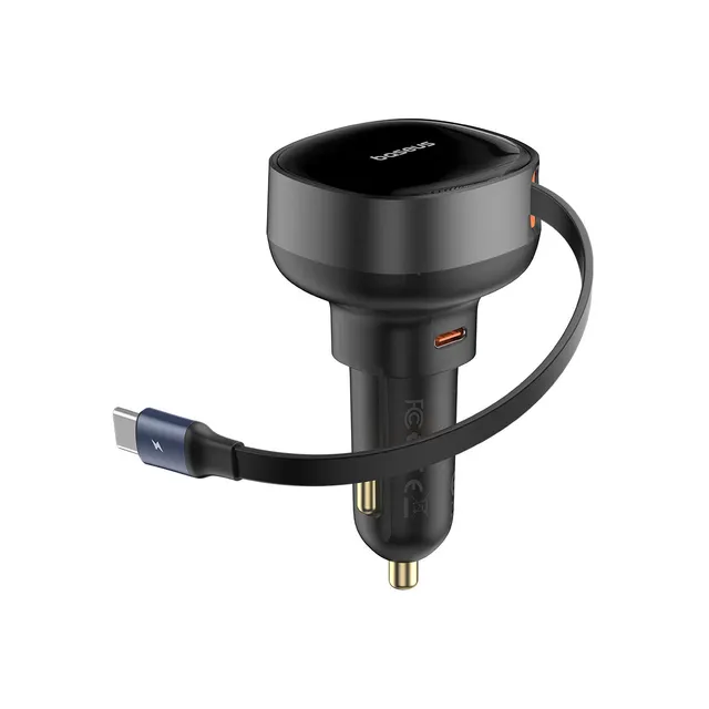 baseus-enjoyment-pro-caricatore-auto-retrattile-usb-c-60w-con-cavi-retrattili image 1