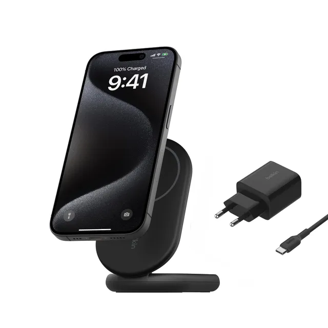 belkin-boostcharge-caricabatteria-wireless-magnetico-pieghevole-qi2-15w-con-alim image 1
