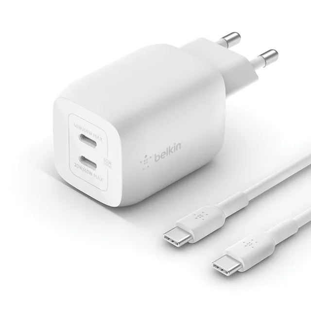 belkin-boostcharge-caricabatteria-da-parete-usb-c-dual-port-65-w-gan-pd-3-0-con- image 1