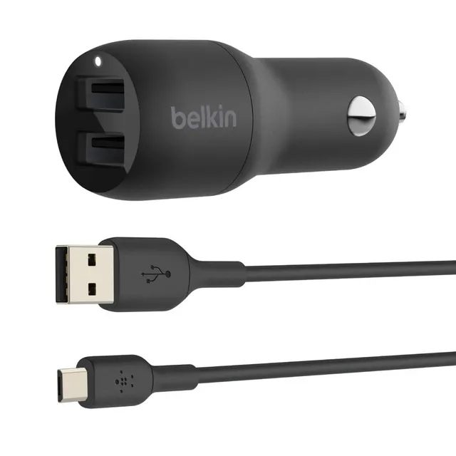 belkin-boostcharge-doppio-caricabatterie-da-auto-usb-a-24w-con-cavo-micro-usb-da image 1
