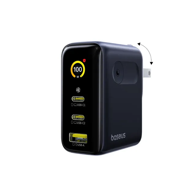baseus-picogo-ae21-100w-caricatore-rapido-2x-usb-c-usb-a-con-display-digitale image 1