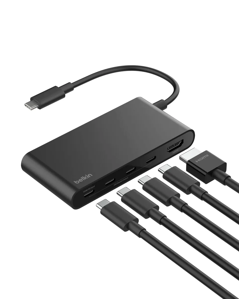 belkin-hub-usb-c-5-porte-con-hdmi-4k-60hz-power-delivery-100w-dati-10gbps-dockin image 1