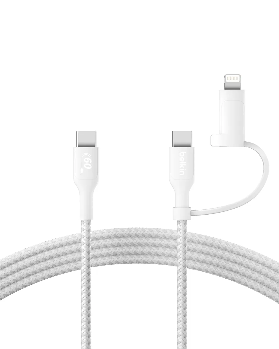 belkin-boostcharge-cavo-di-ricarica-2-in-1-usb-c-e-lightning-intrecciato-60w-cav image 1