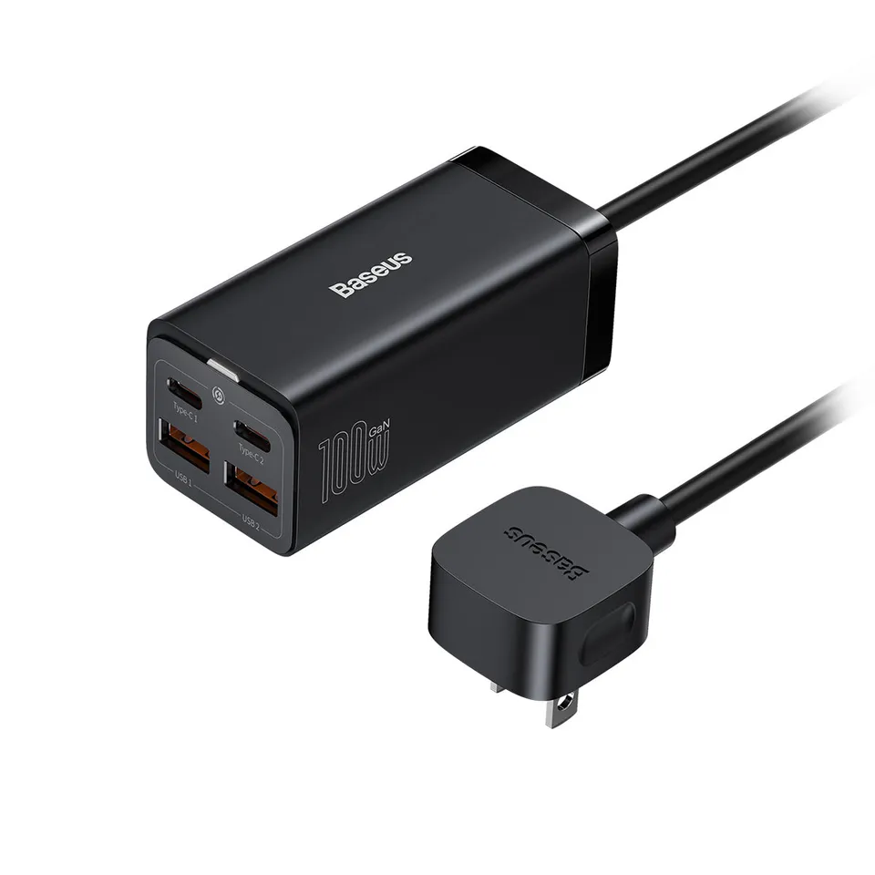 baseus-gan3-pro-caricatore-desktop-4-porte-100w-gan-con-cavo-usb-c-100w-incluso image 1