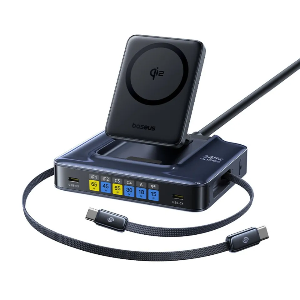 baseus-nomos-nh21-stazione-di-ricarica-desktop-6-in-1-245w-con-cavo-retrattile-1 image 1