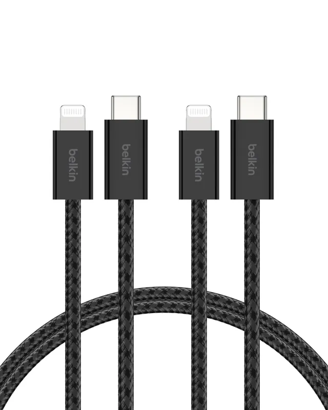 belkin-boostcharge-confezione-da-2-cavi-intrecciati-usb-c-a-lightning-1-5-m-cert image 1