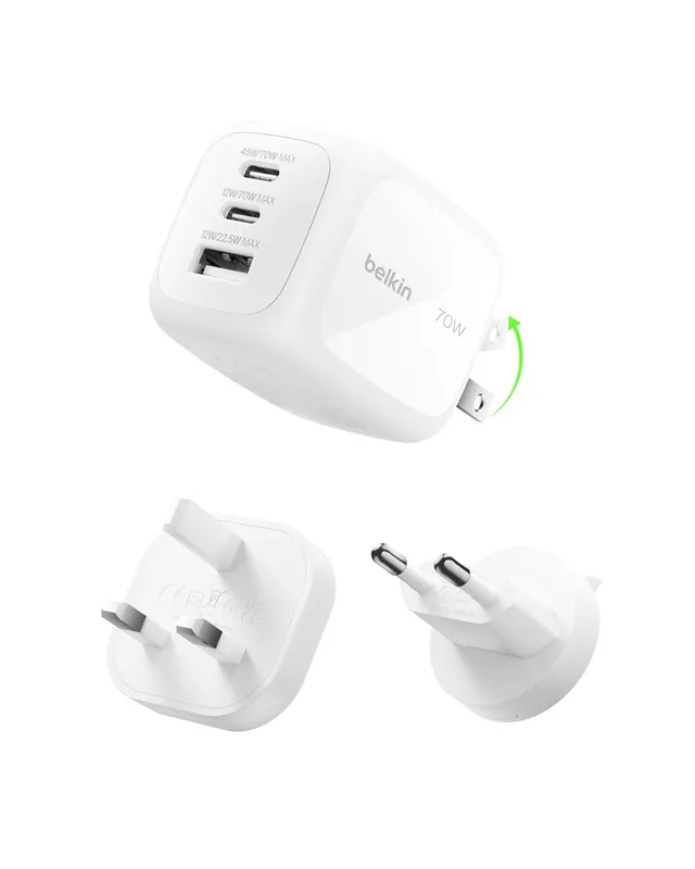 belkin-caricatore-70w-a-3-porte-gan-2x-usb-c-usb-a-con-spina-usa-gb-eu-per-macbo image 1