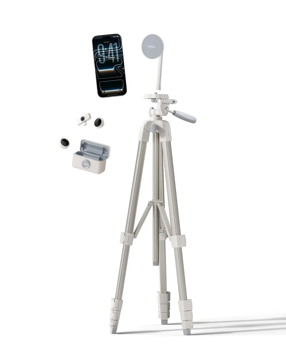 belkin-stage-kit-per-vlogging-con-treppiede-estensibile-supporto-magnetico-telef image 1