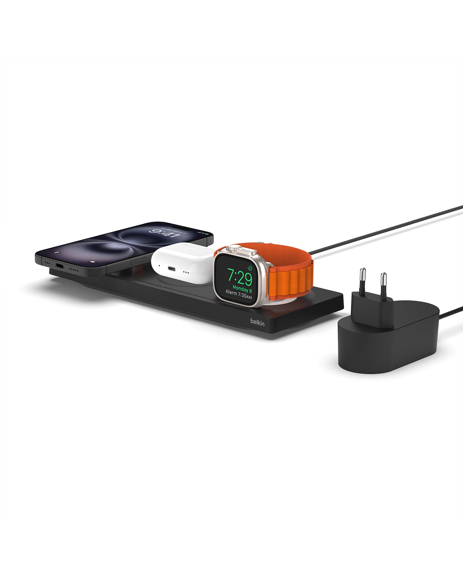belkin-caricabatterie-wireless-3-in-1-con-magsafe-tappetino-di-ricarica-rapida-m image 1