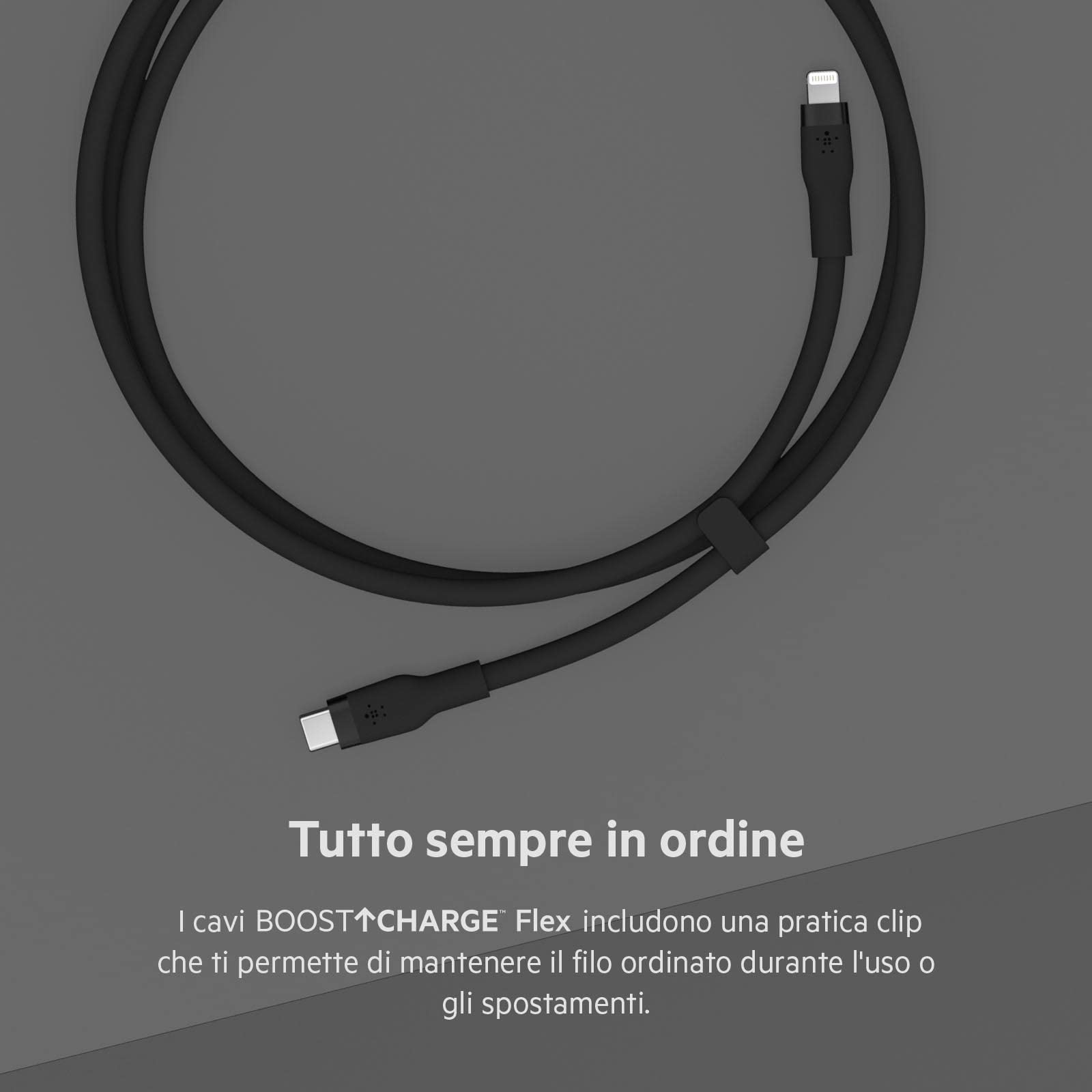 belkin-boostcharge-flex-cavo-usb-c-a-lightning-in-silicone-3-m-mfi-ricarica-rapi image 5
