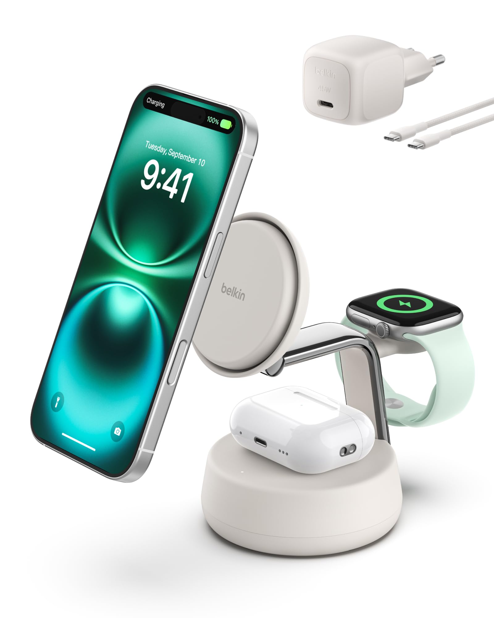 belkin-ultracharge-pro-stazione-di-ricarica-wireless-3-in-1-qi2-25w-magsafe-con- image 1