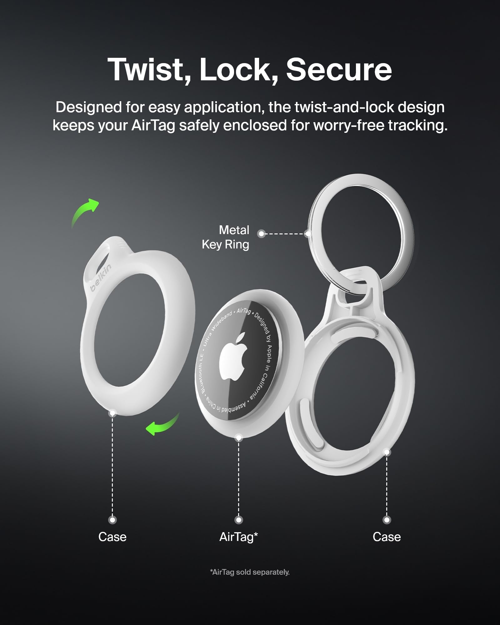 belkin-secure-holder-portachiavi-per-apple-airtag-confezione-da-2-bianco image 4