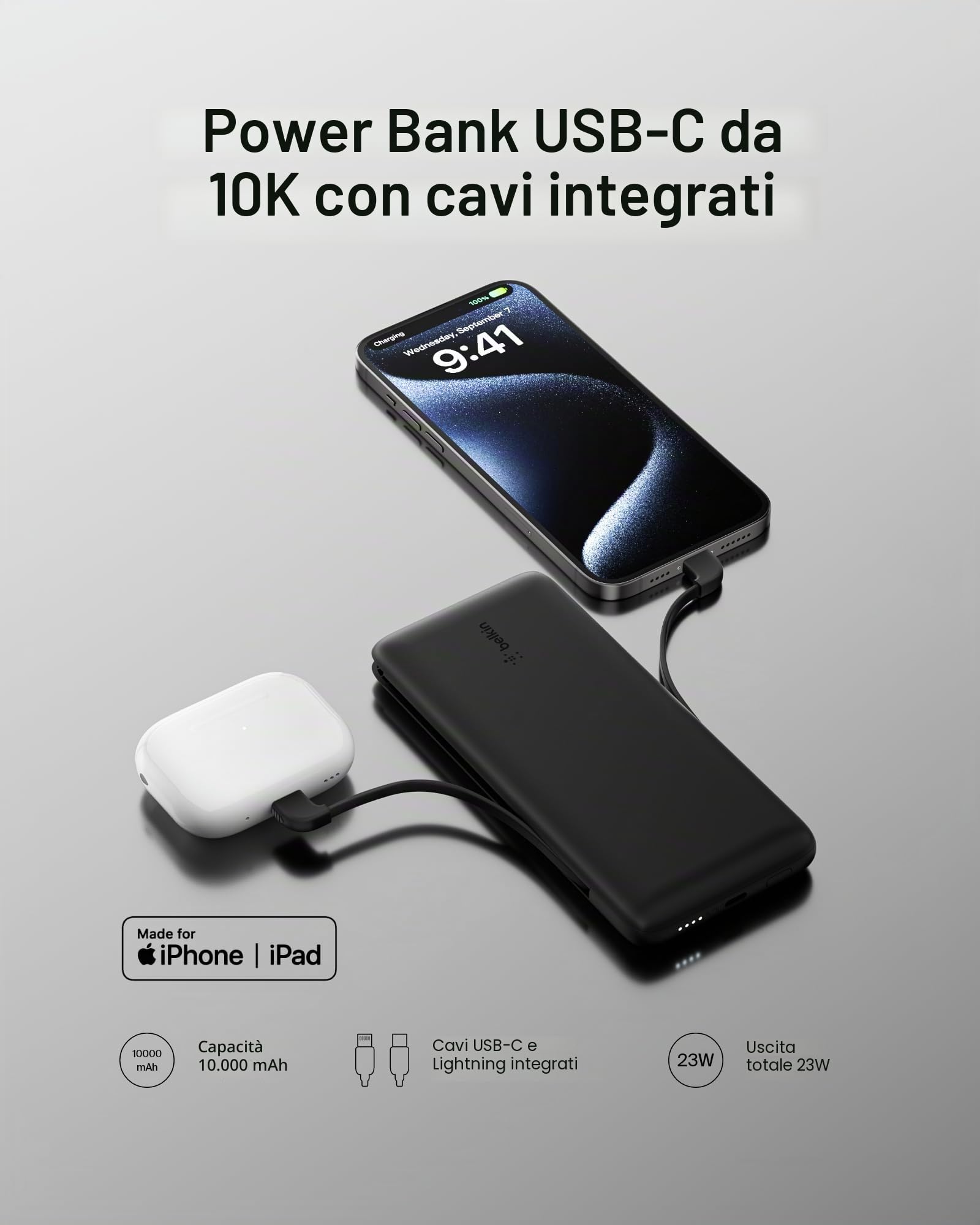 belkin-boostcharge-plus-batteria-esterna-portatile-10-000-mah-con-cavi-lightning image 6
