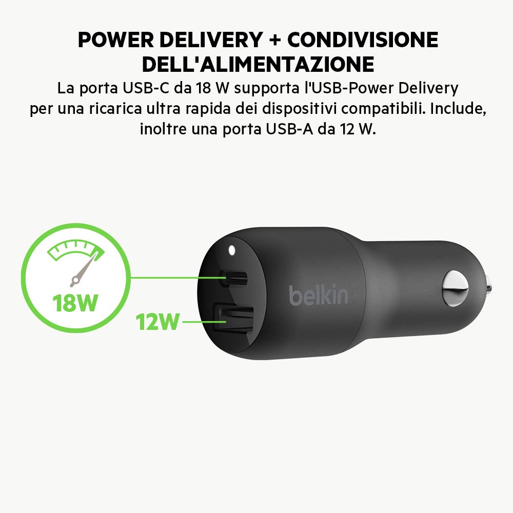 belkin-boostcharge-caricabatteria-da-auto-usb-c-30-w-con-porta-usb-a-ricarica-ra image 5