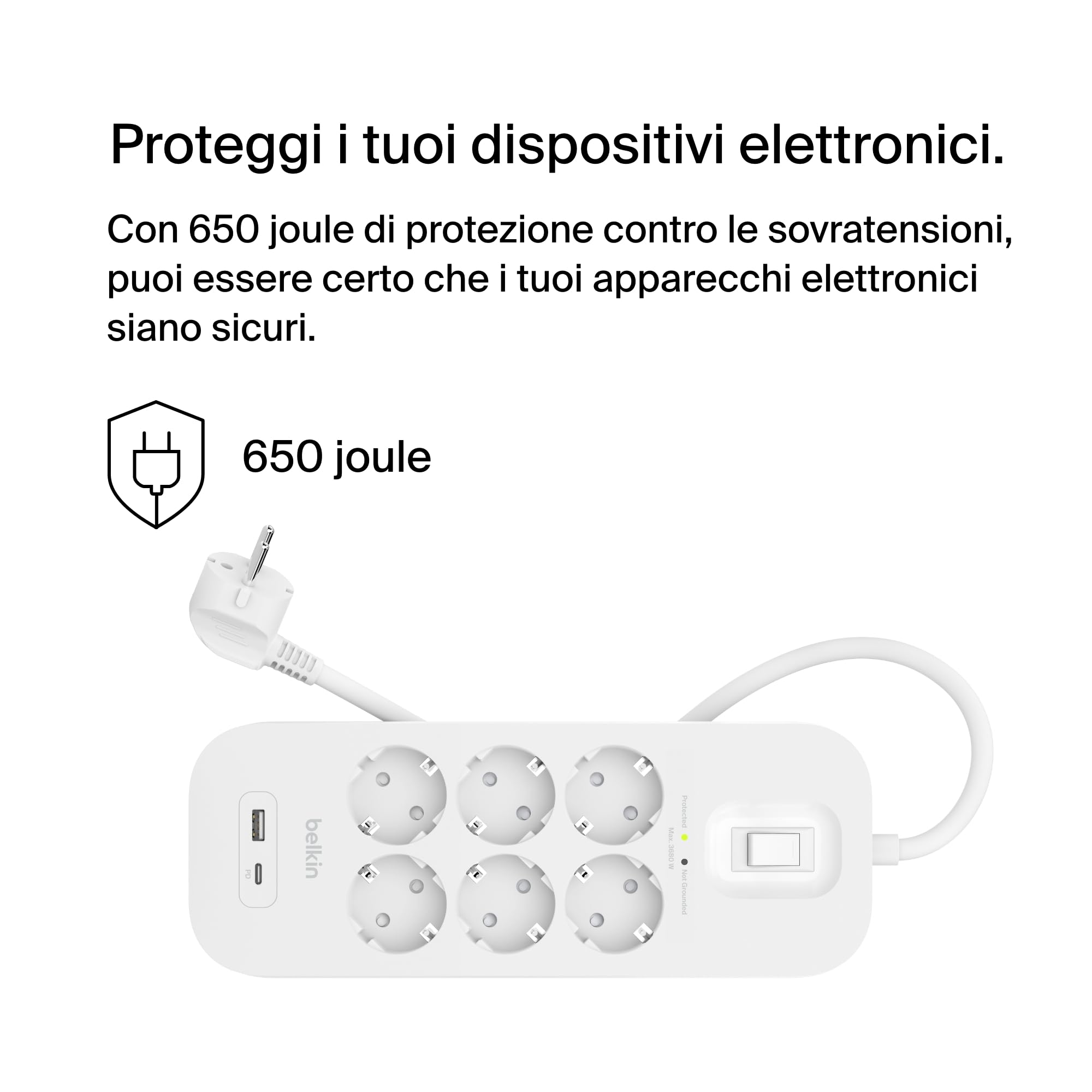 belkin-multipresa-montabile-a-parete-con-6-prese-ca-protette-usb-c-pd-e-usb-a-ca image 2