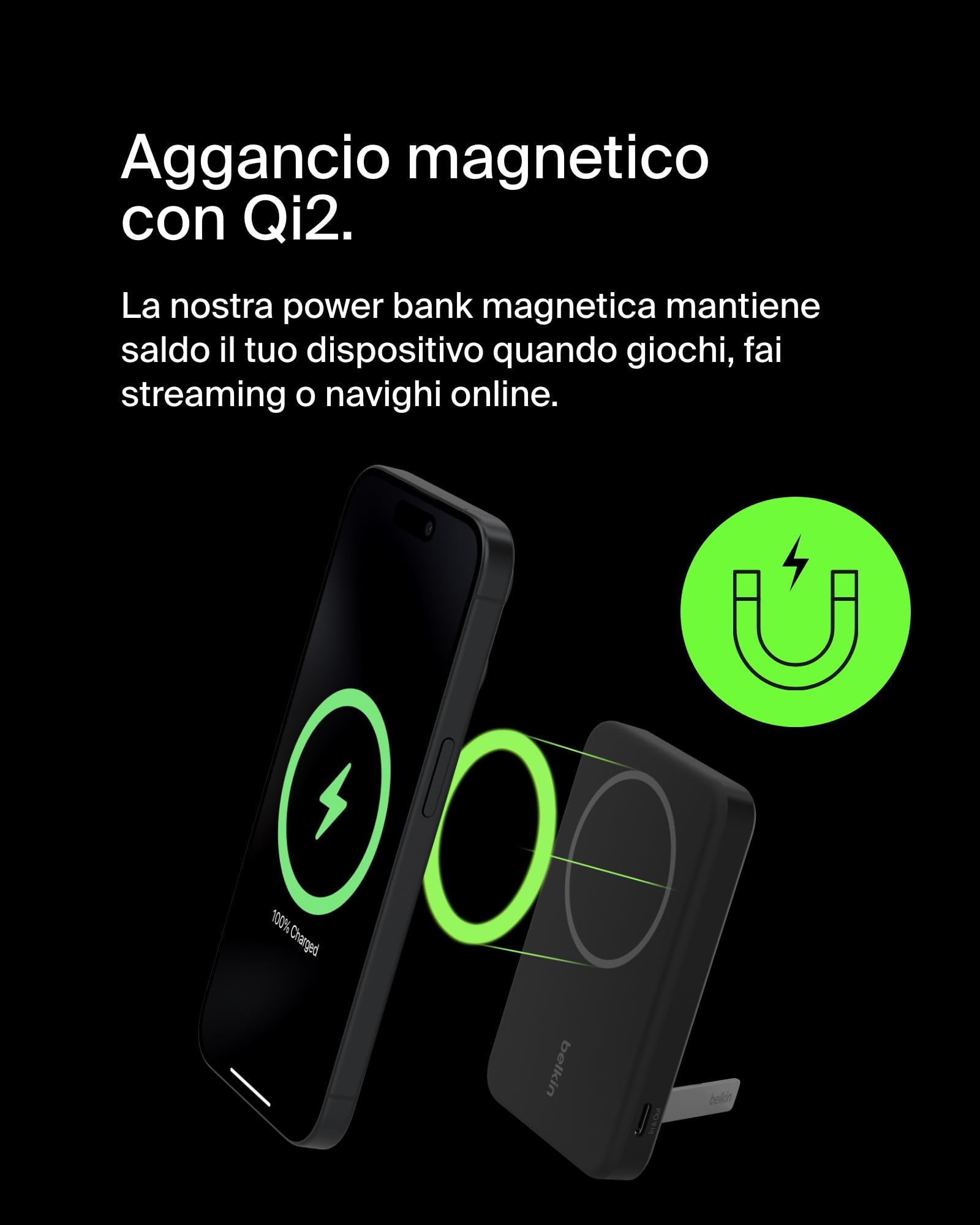 belkin-boostcharge-pro-power-bank-magnetica-5000mah-qi2-con-supporto-integrato-c image 5