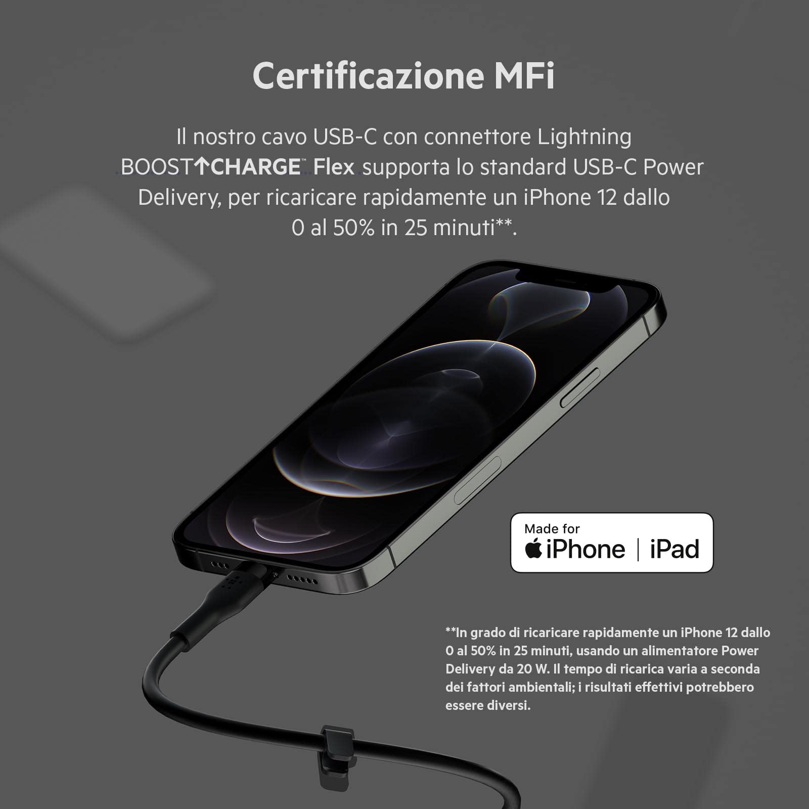 belkin-boostcharge-flex-cavo-usb-c-a-lightning-in-silicone-3-m-mfi-ricarica-rapi image 2