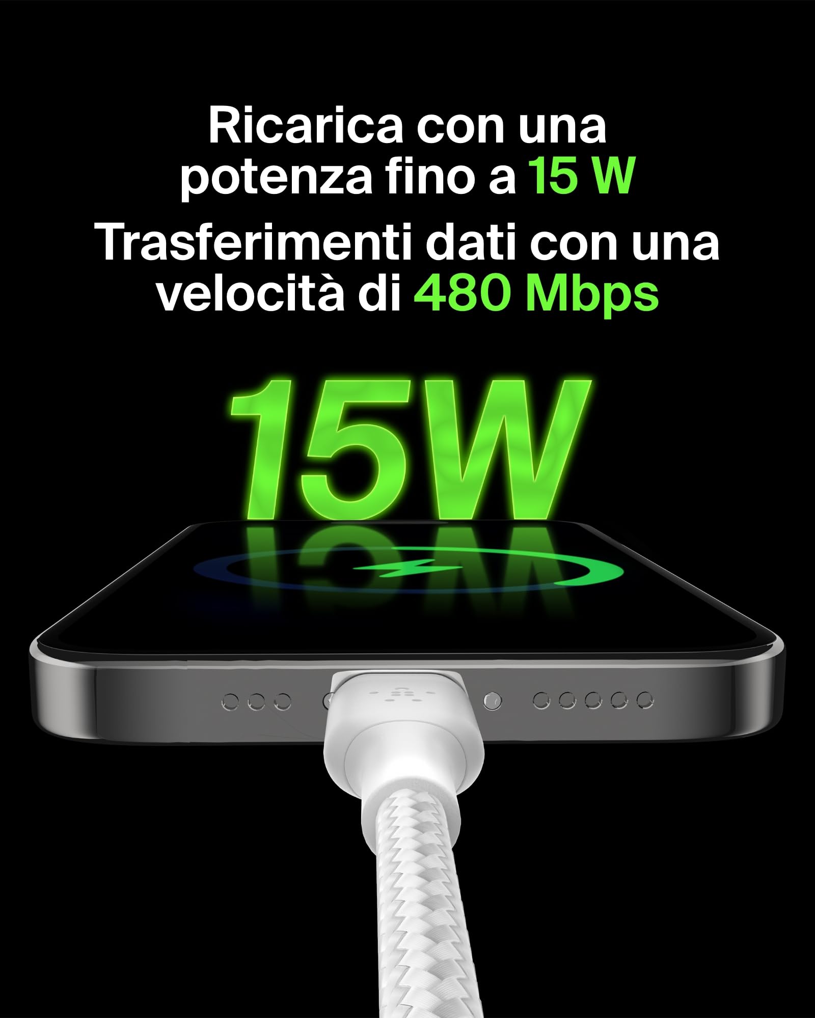 belkin-boostcharge-cavo-usb-c-a-usb-a-maschio-per-ricarica-rapida-iphone-16-gala image 2