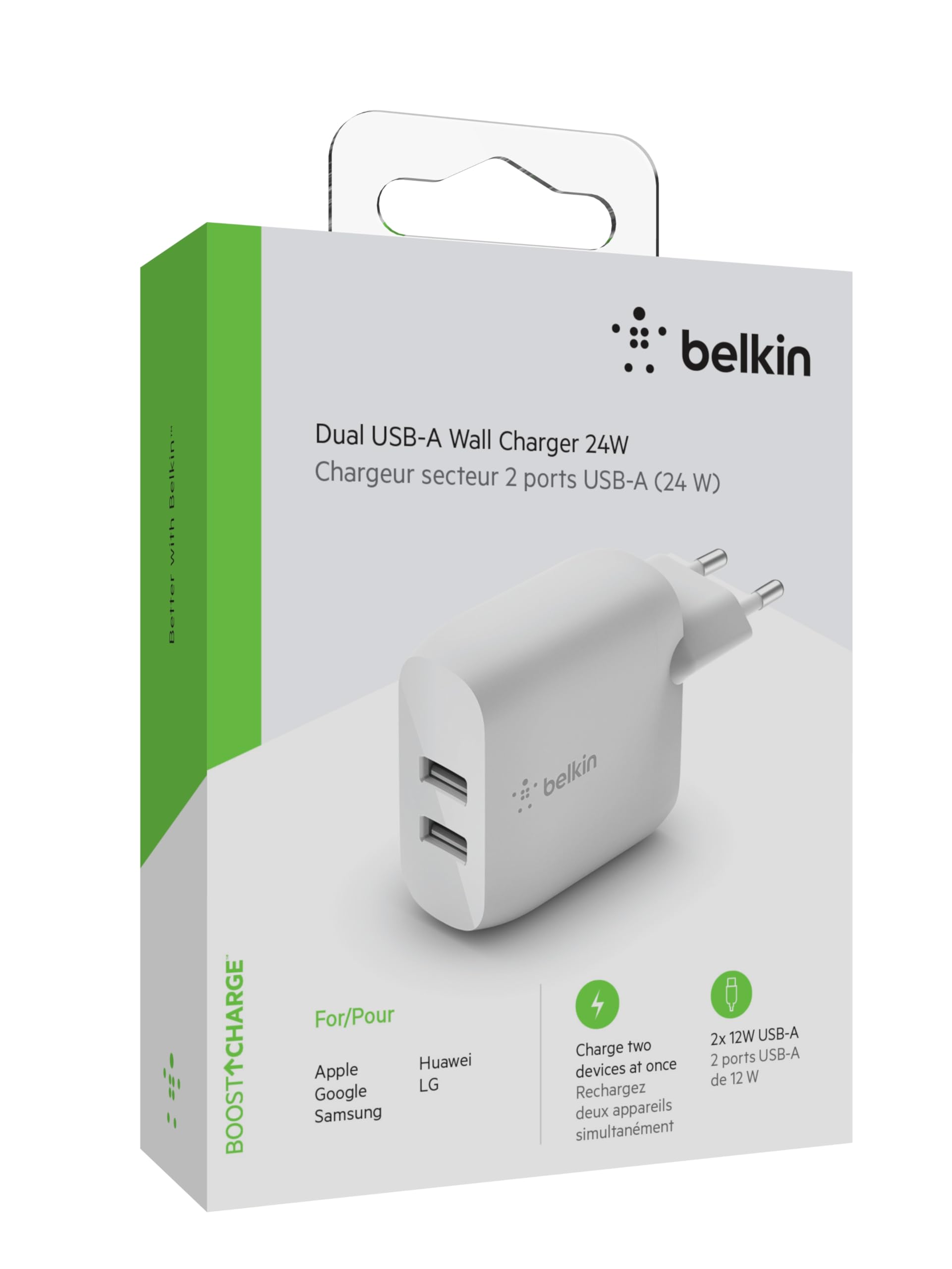 belkin-boost-charge-doppio-caricabatteria-da-parete-usb-a-24-w-2-porte-da-12-w-b image 2