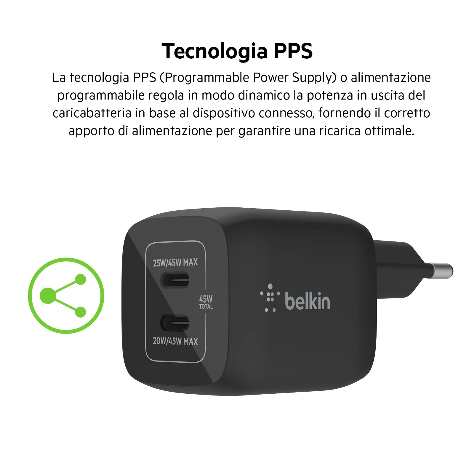 belkin-doppio-caricabatteria-da-parete-usb-c-45-w-gan-usb-c-pd-3-0-e-pps-2-porte image 6