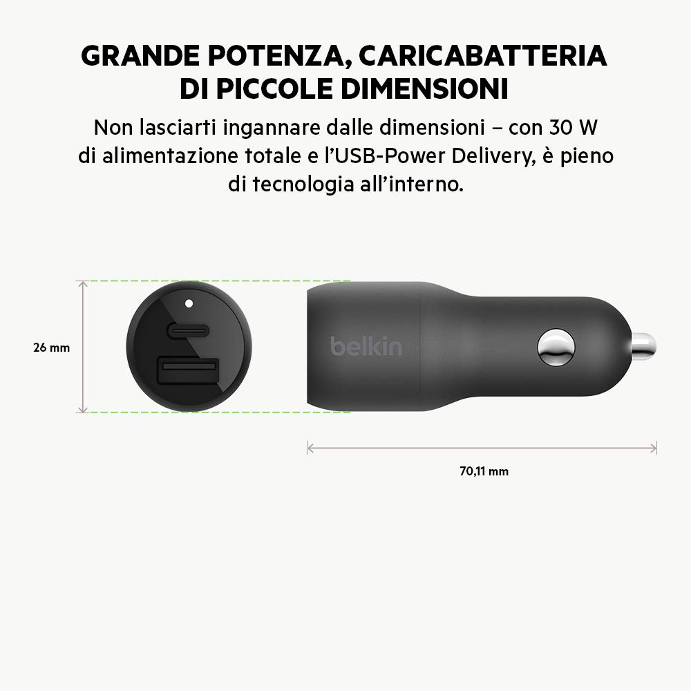 belkin-boostcharge-caricabatteria-da-auto-usb-c-30-w-con-porta-usb-a-ricarica-ra image 6