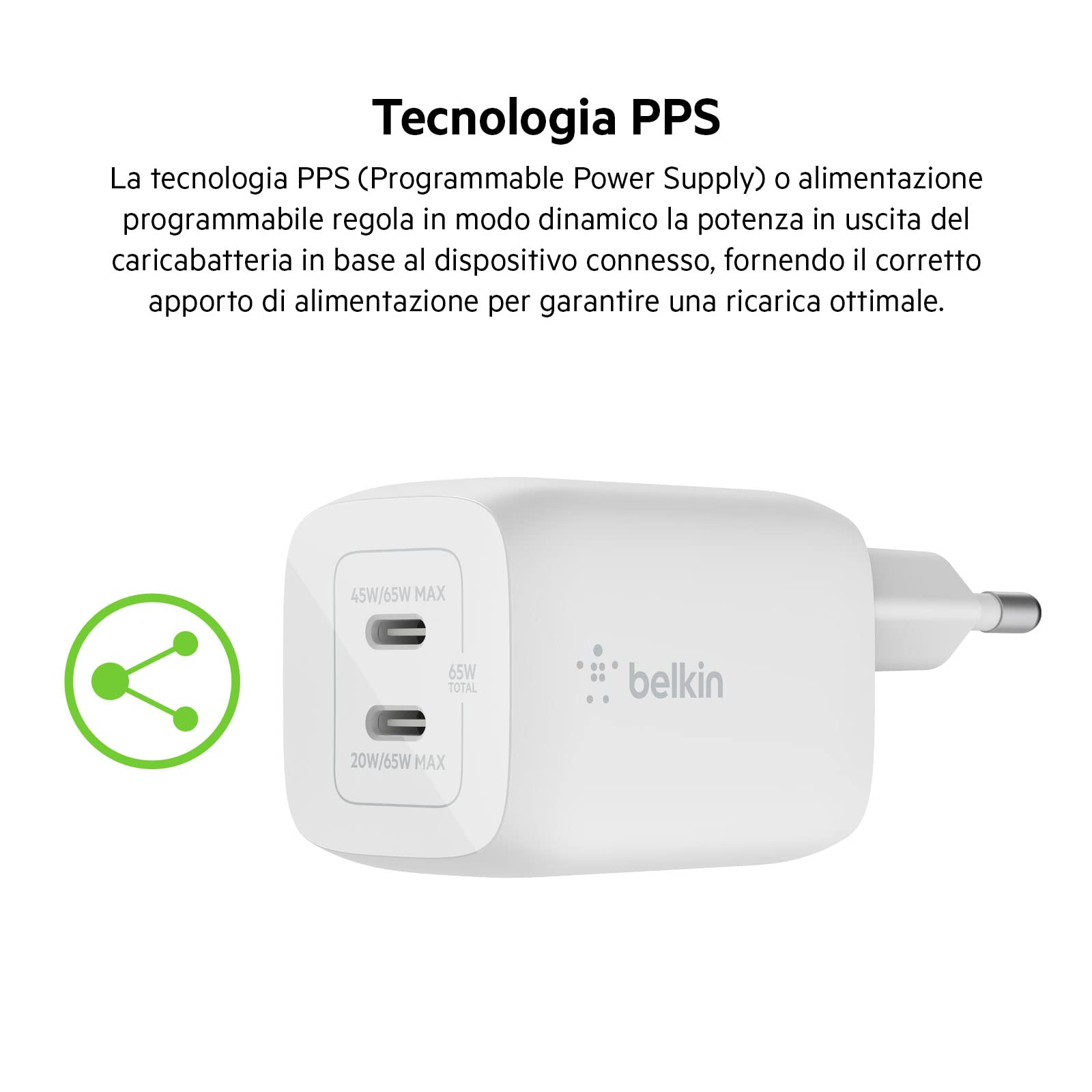 belkin-dual-usb-c-wall-charger-65-w-gan-ricarica-rapida-pd-3-0-a-2-porte-per-iph image 6