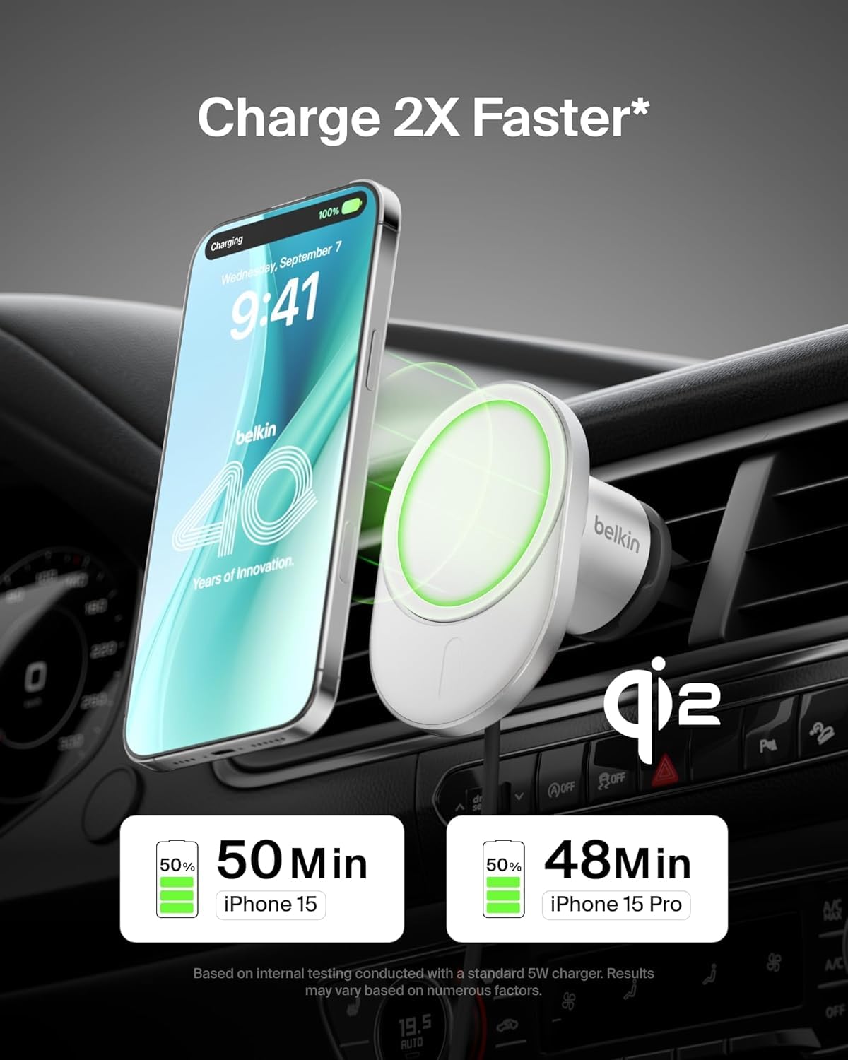belkin-boostcharge-pro-supporto-auto-wireless-magnetico-qi2-15-w-compatibile-mag image 6