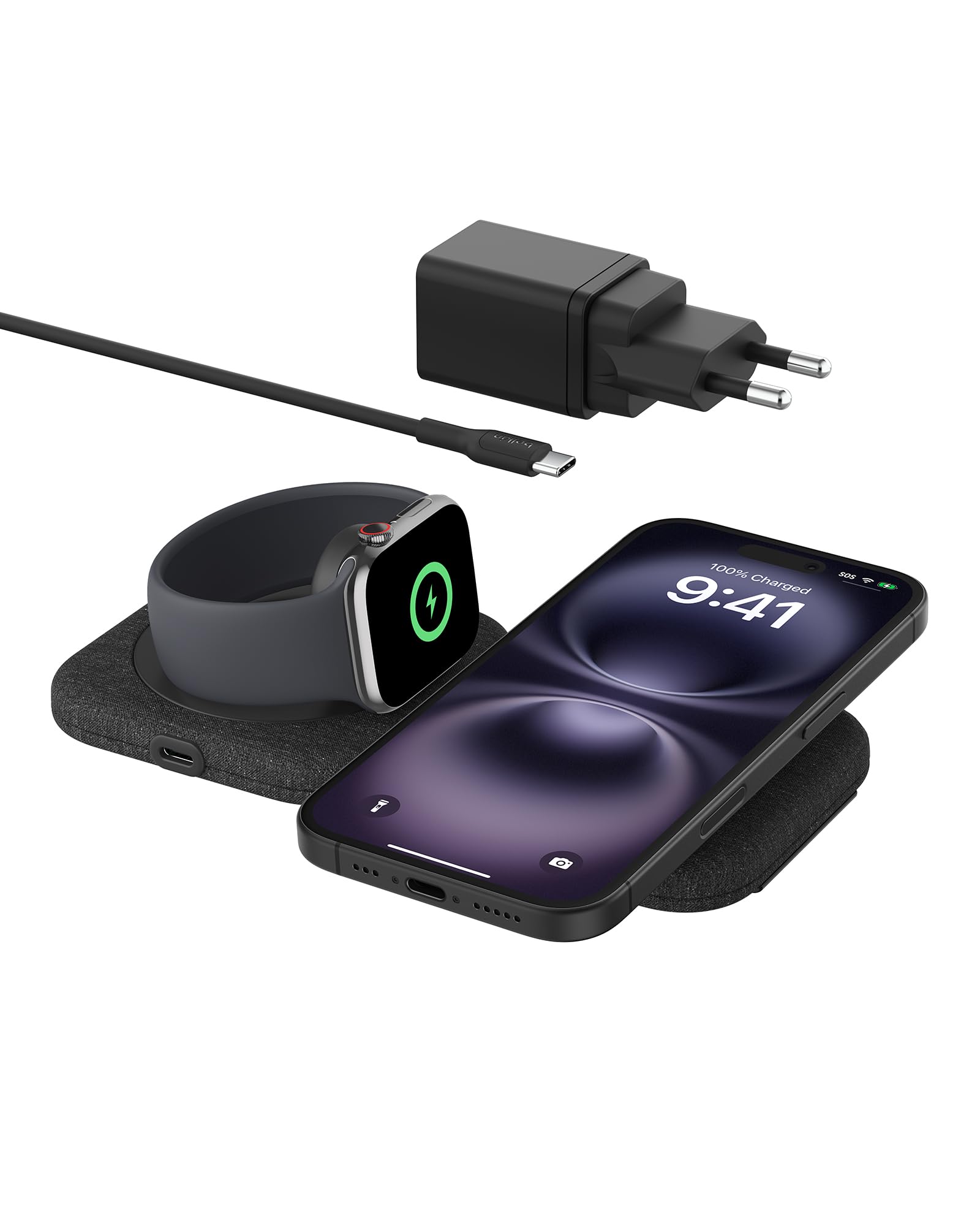 belkin-boostcharge-pro-tappetino-di-ricarica-magnetico-2-in-1-15w-pieghevole-qi2 image 1