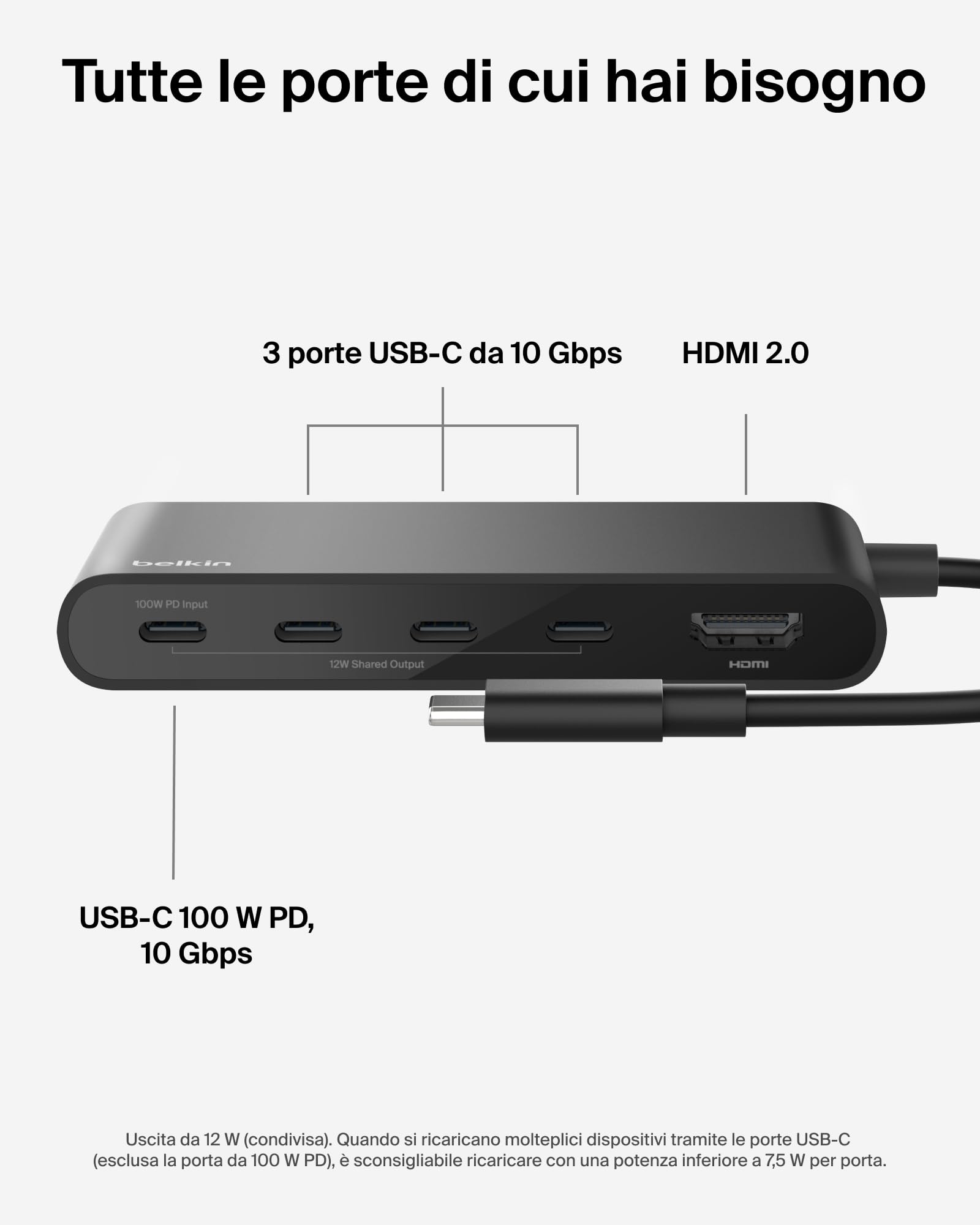 belkin-hub-usb-c-5-porte-con-hdmi-4k-60hz-power-delivery-100w-dati-10gbps-dockin image 3