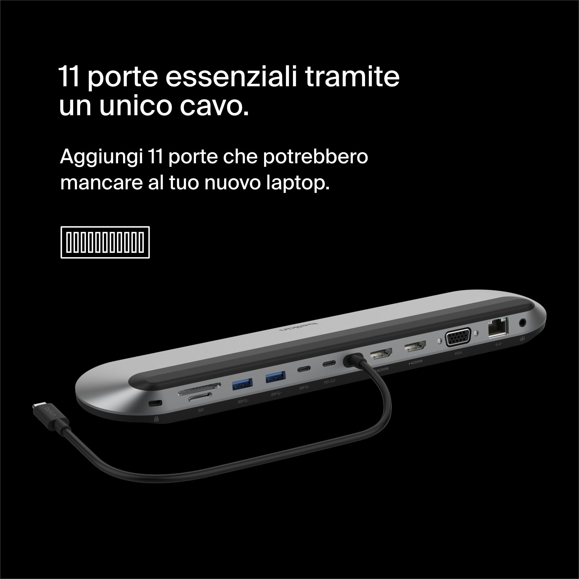 belkin-connect-dock-pro-docking-station-usb-c-11-in-1-supporto-3-monitor-pd-100w image 2