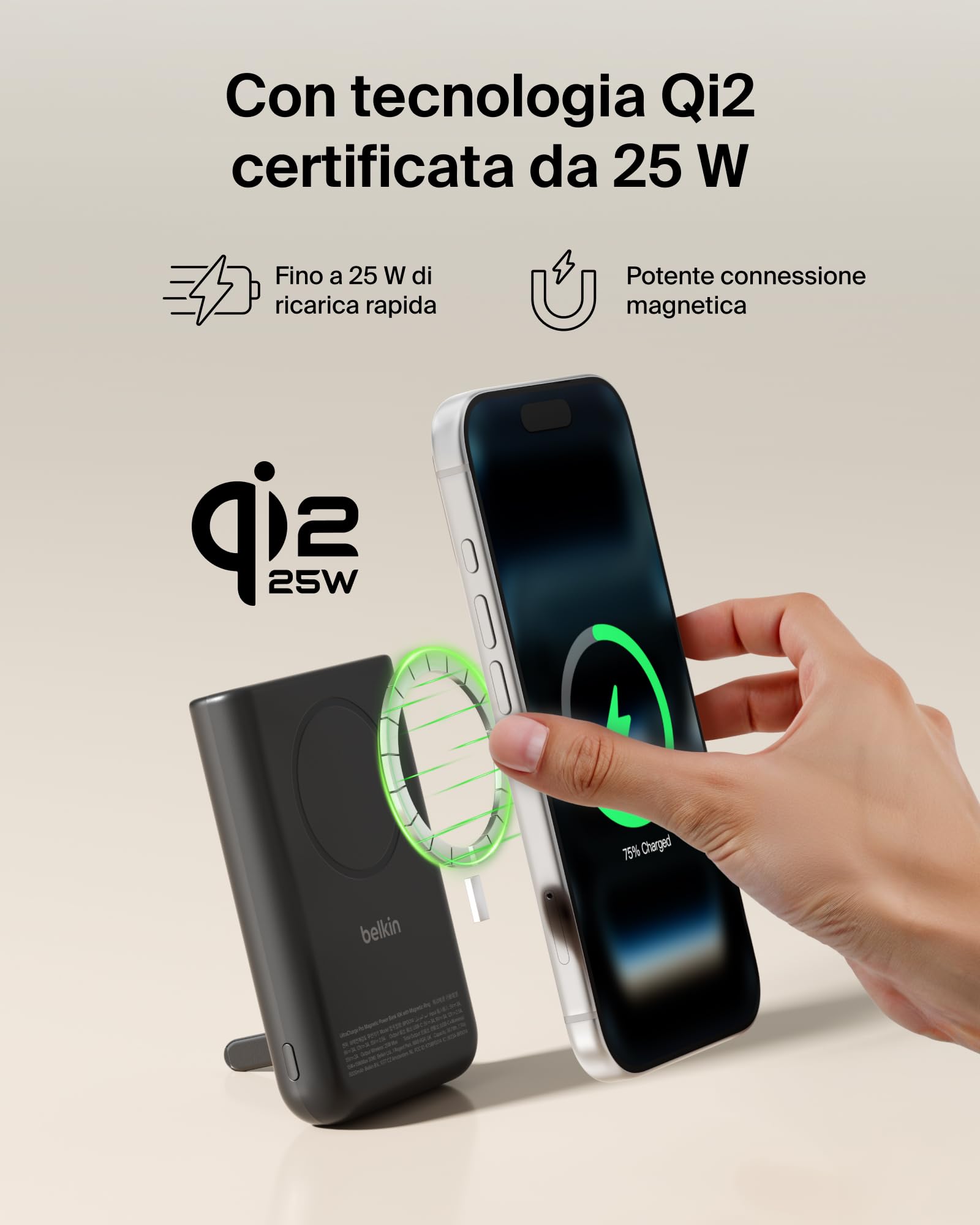 belkin-ultracharge-pro-power-bank-10-000-mah-magnetico-qi2-25-w-con-anello-magne image 5