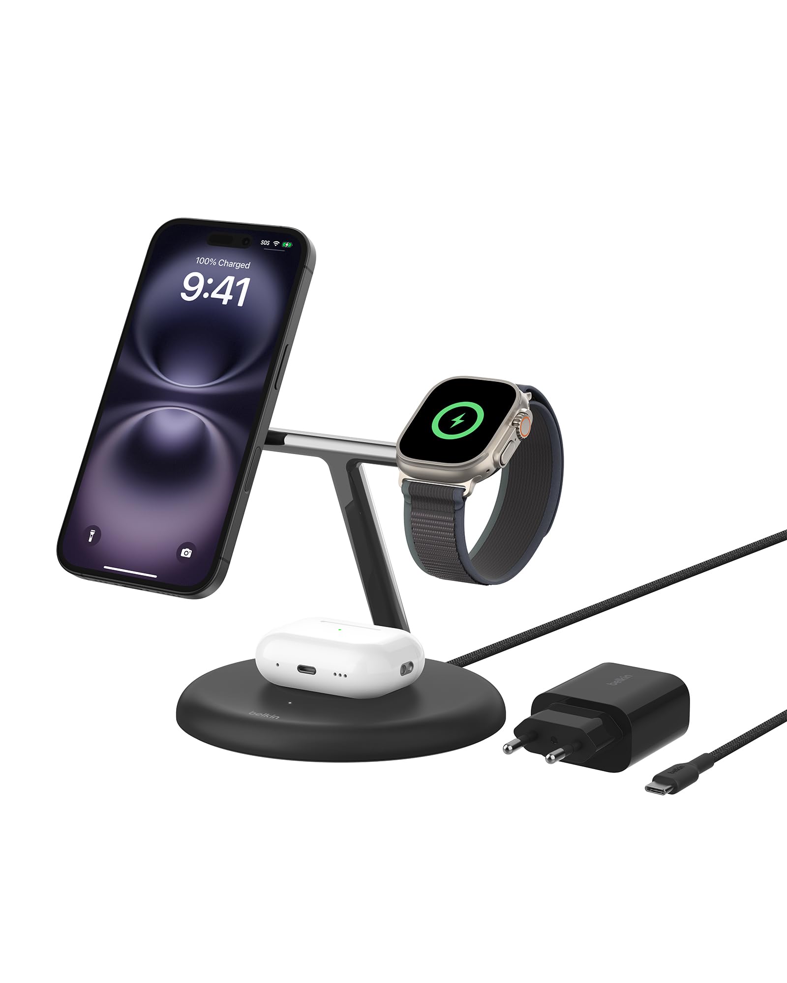 belkin-supporto-di-ricarica-wireless-magnetico-3-in-1-qi2-15w-stazione-di-ricari image 1