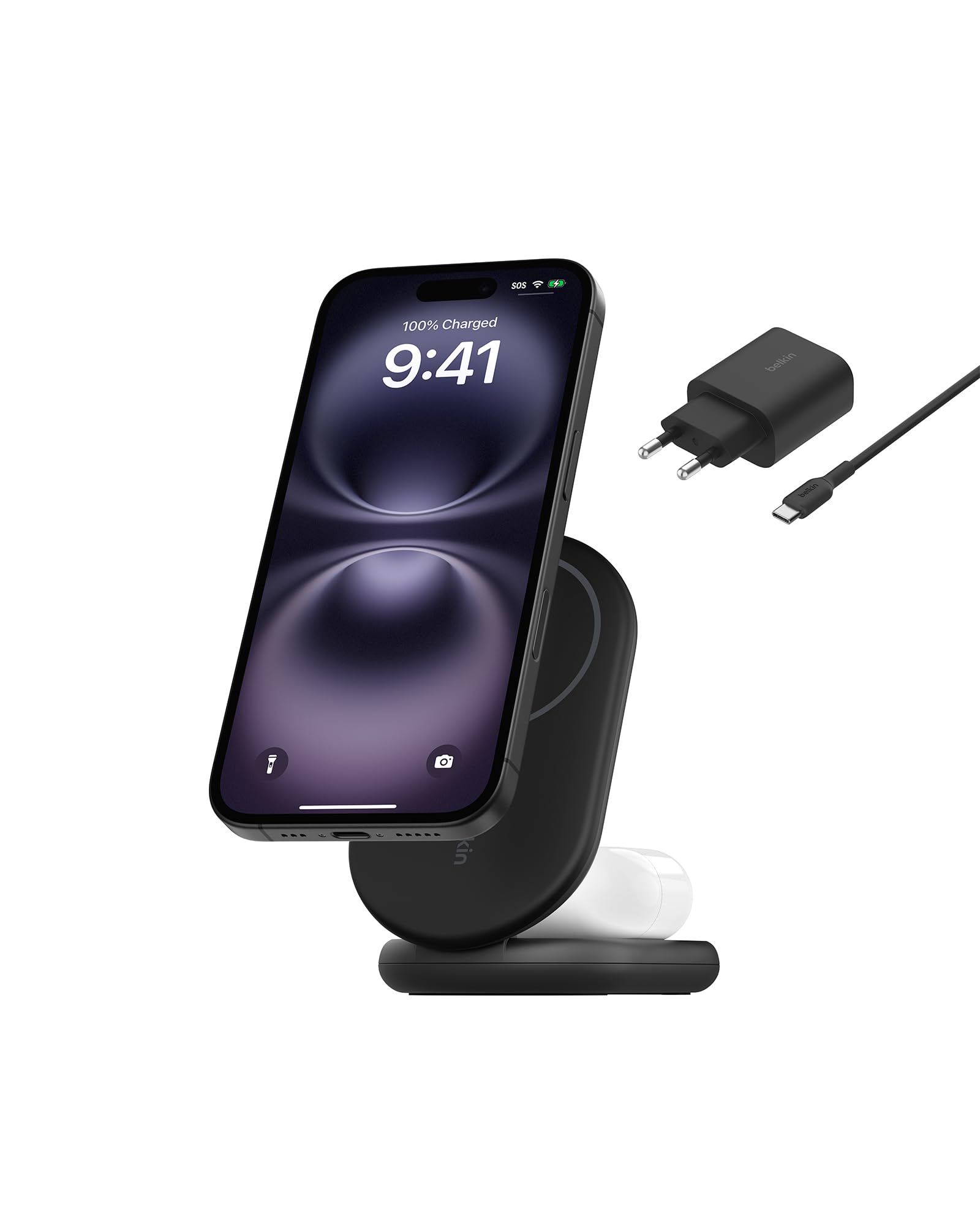belkin-boostcharge-caricatore-wireless-magnetico-pieghevole-2-in-1-qi2-15-w-comp image 1