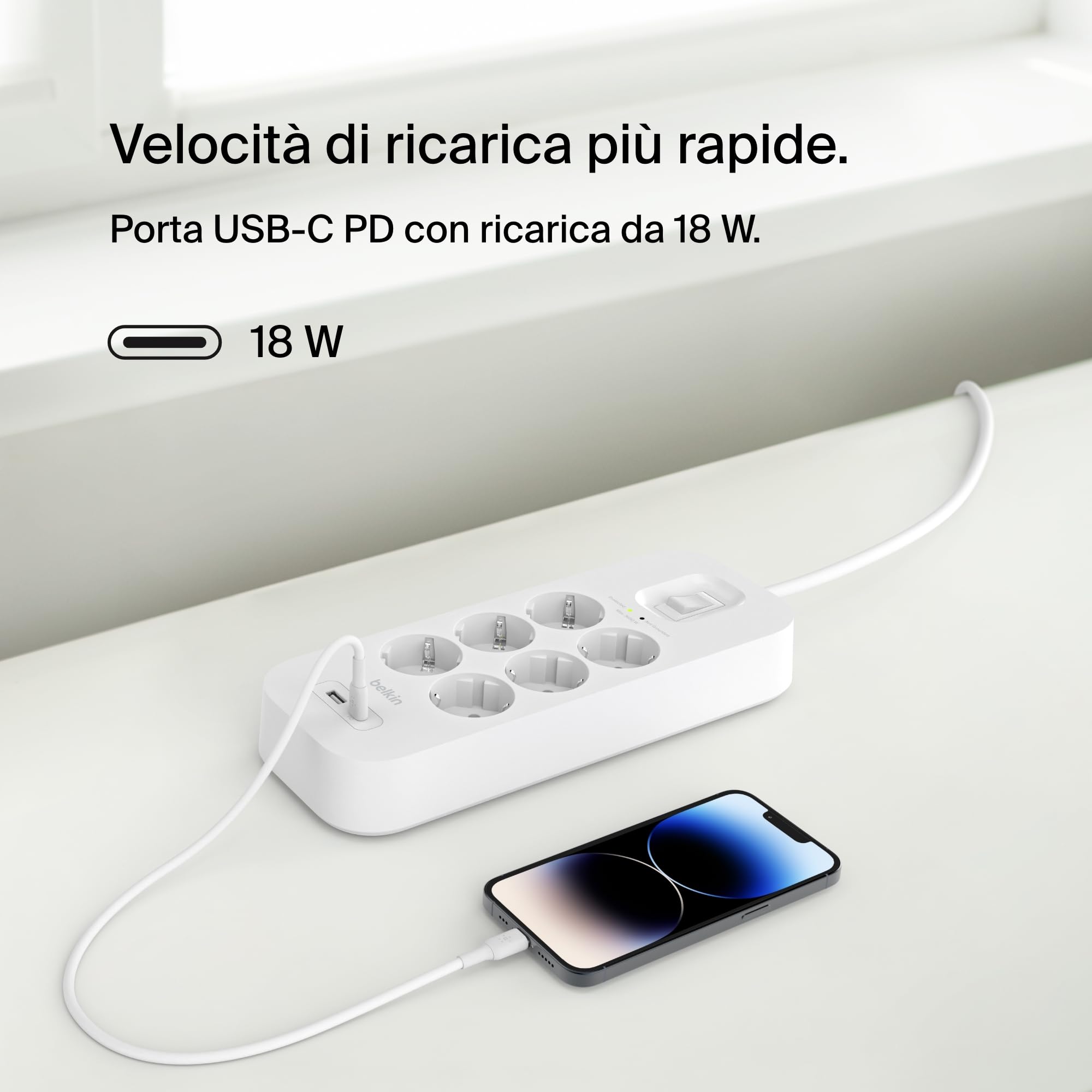 belkin-multipresa-montabile-a-parete-con-6-prese-ca-protette-usb-c-pd-e-usb-a-ca image 3