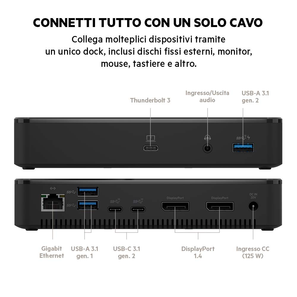belkin-f4u109vf-thunderbolt-3-pro-dock-docking-station-per-notebook-con-60w-powe image 2