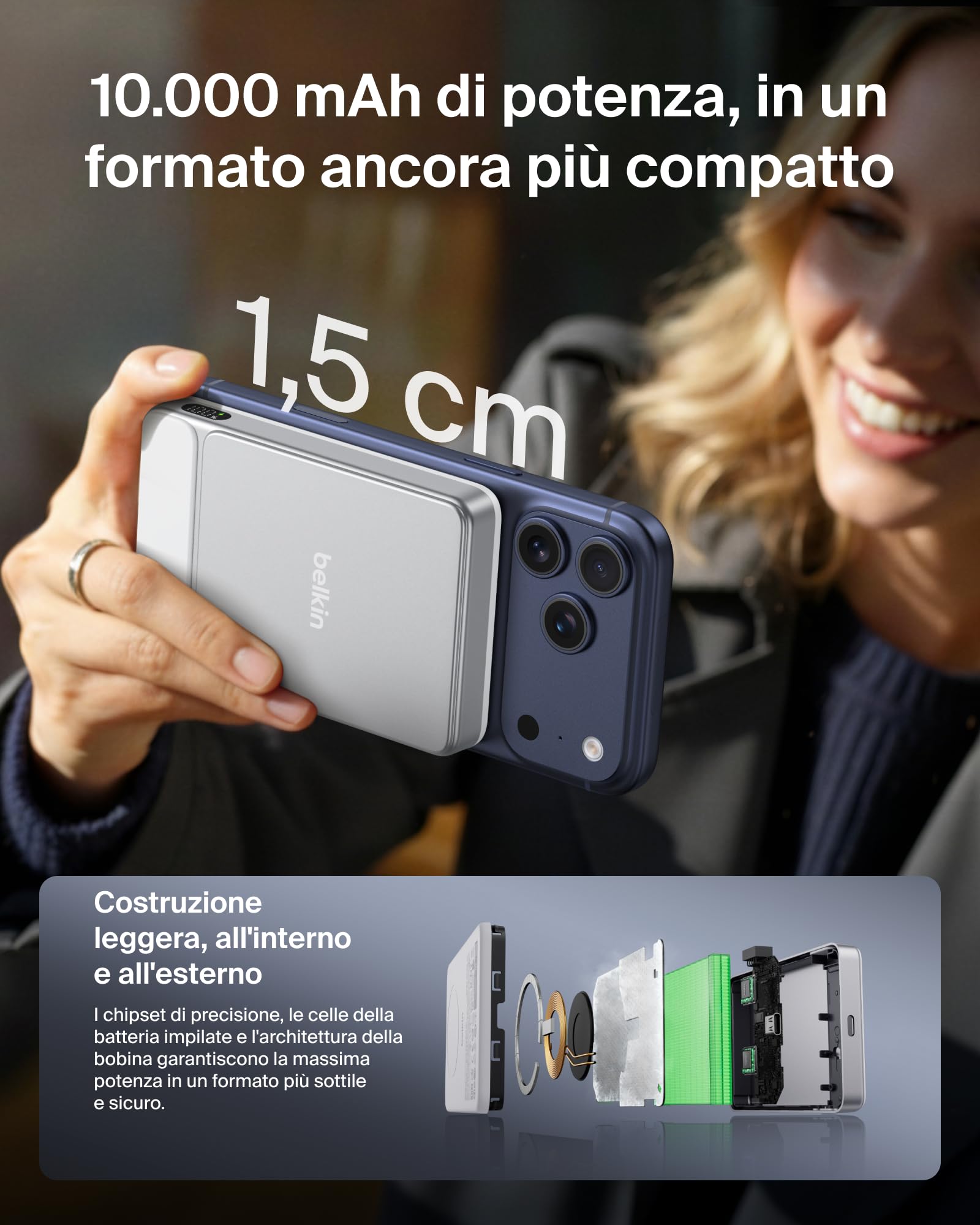 belkin-ultracharge-10-000-mah-power-bank-qi2-25w-magnetico-con-cavo-usb-c-bianco image 3