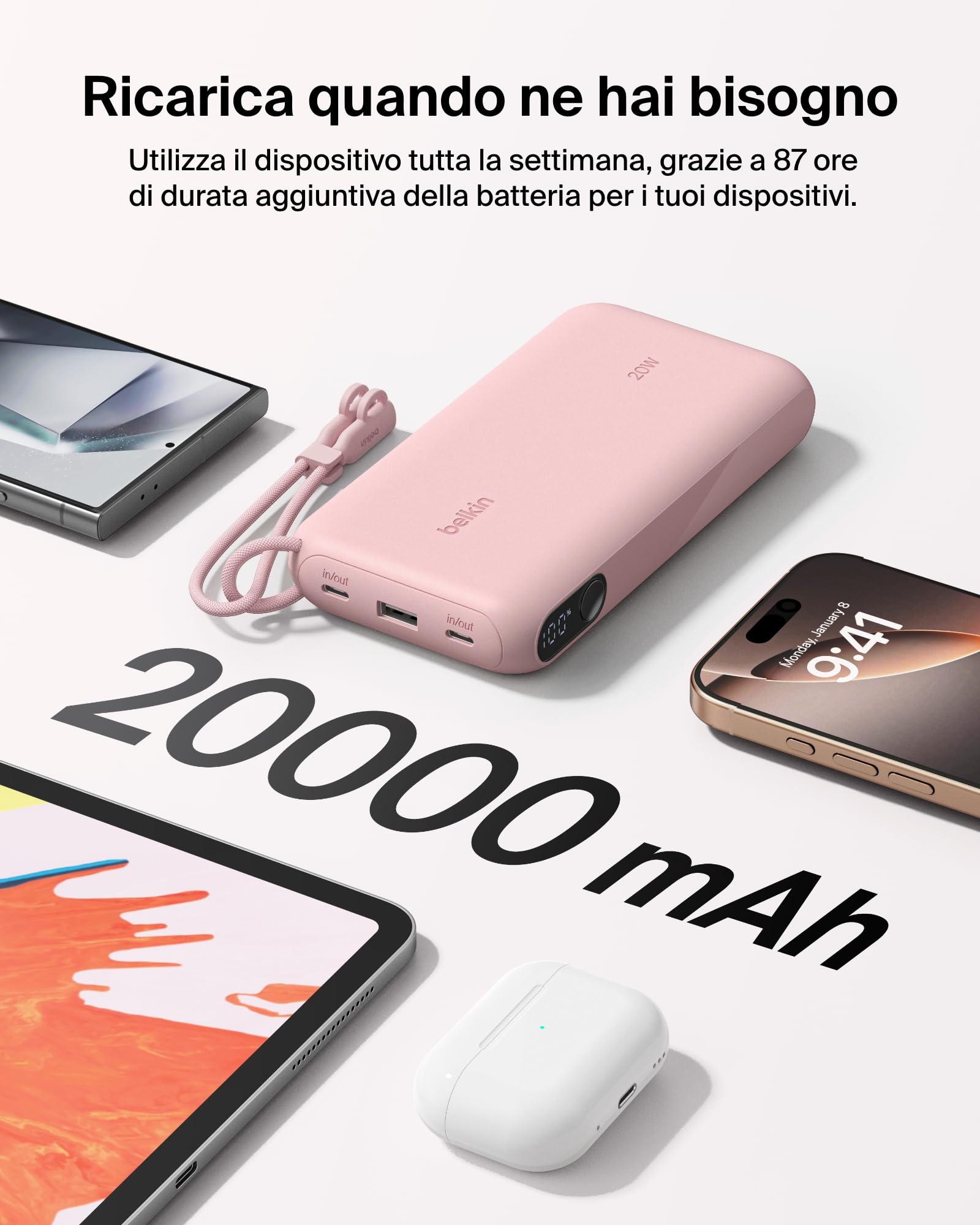 belkin-boostcharge-power-bank-20-000-mah-caricabatterie-portatile-usb-c-con-2-po image 4