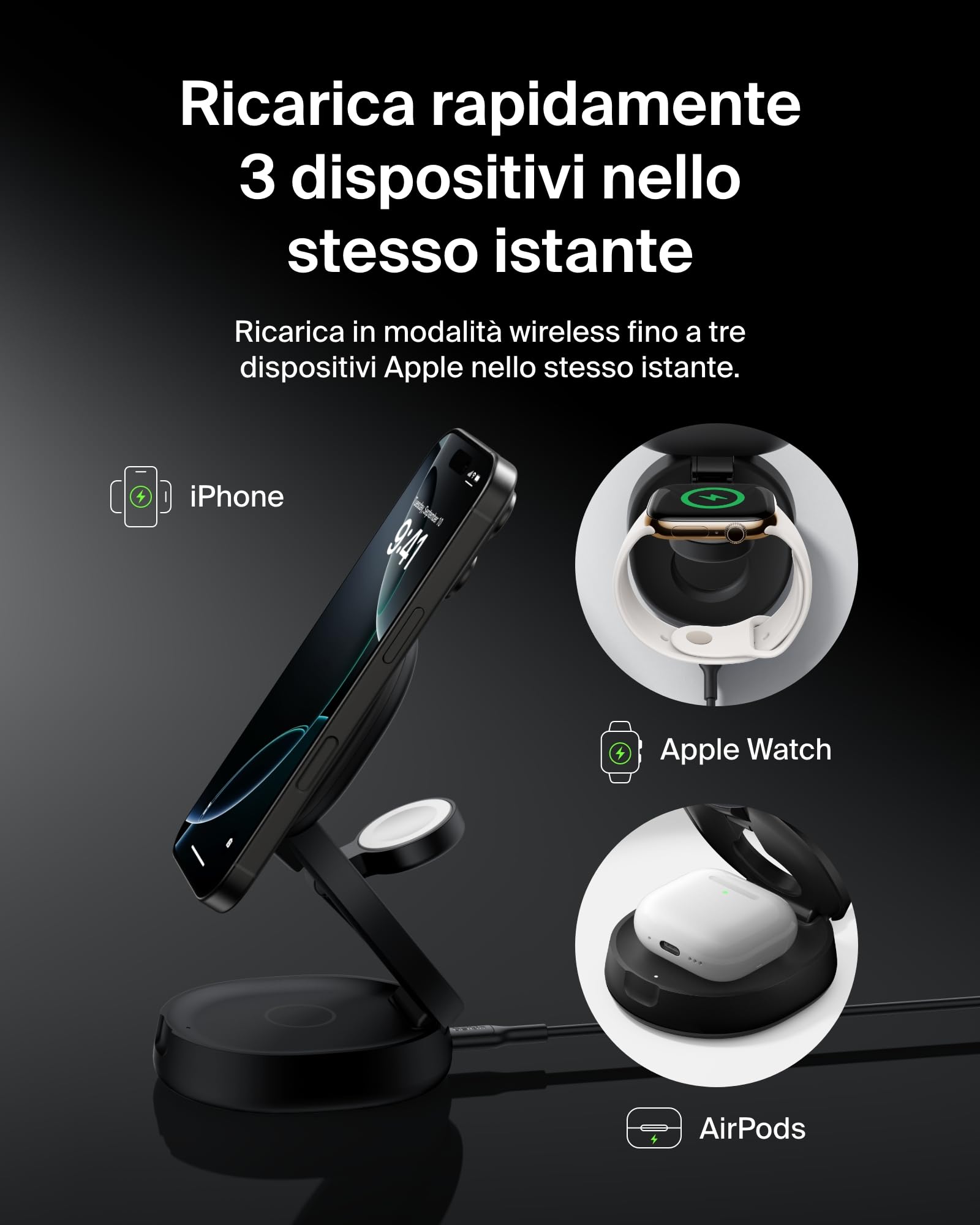 belkin-boostcharge-caricatore-wireless-3-in-1-compatibile-magsafe-qi2-15-w-per-i image 2