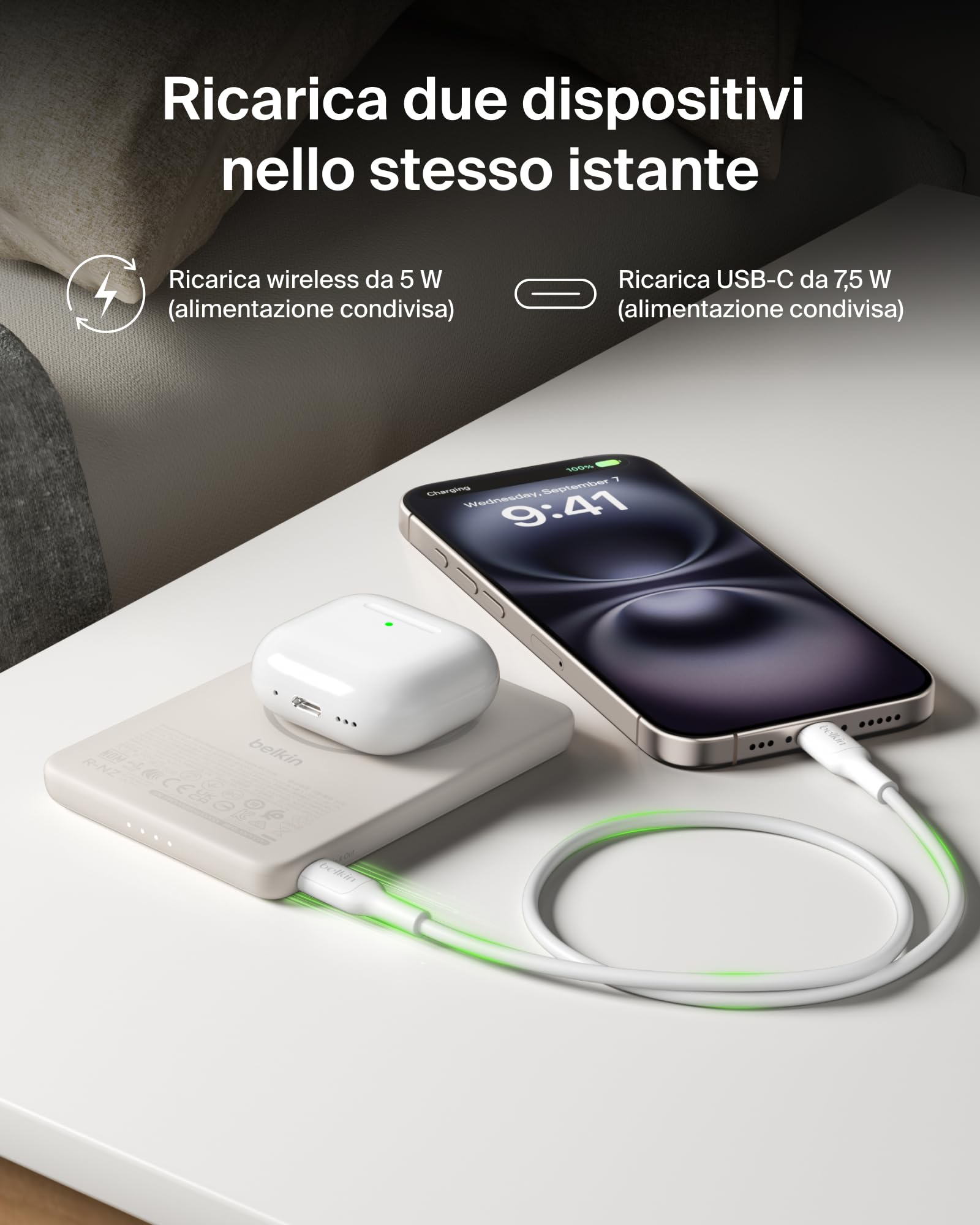 belkin-boostcharge-power-bank-magnetico-5000mah-qi2-7-5w-batteria-esterna-sottil image 6