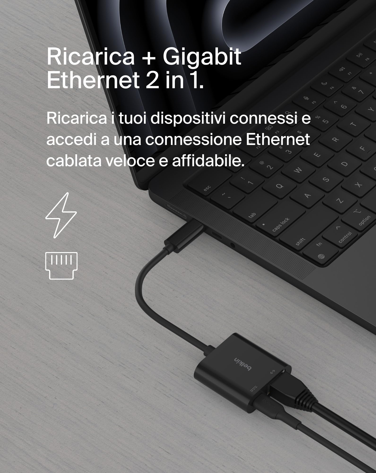 belkin-connect-adattatore-usb-c-a-ethernet-gigabit-ricarica-100-w-power-delivery image 2