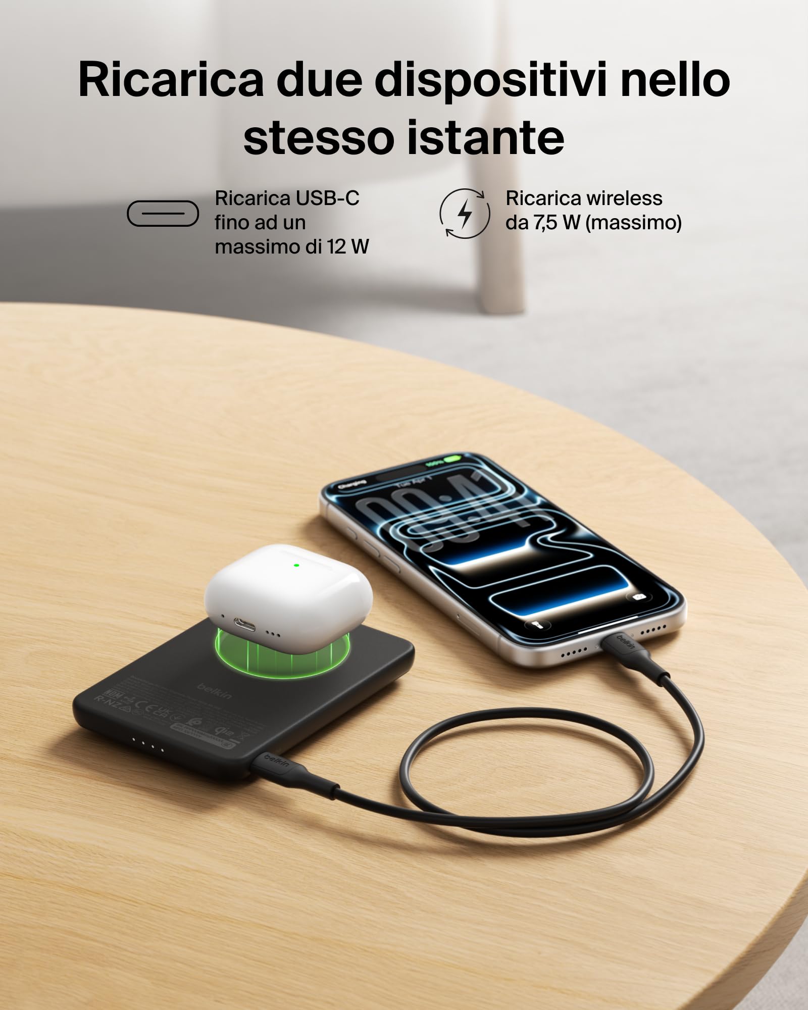 belkin-boostcharge-power-bank-magnetico-5000-mah-qi2-15w-con-supporto-estraibile image 7