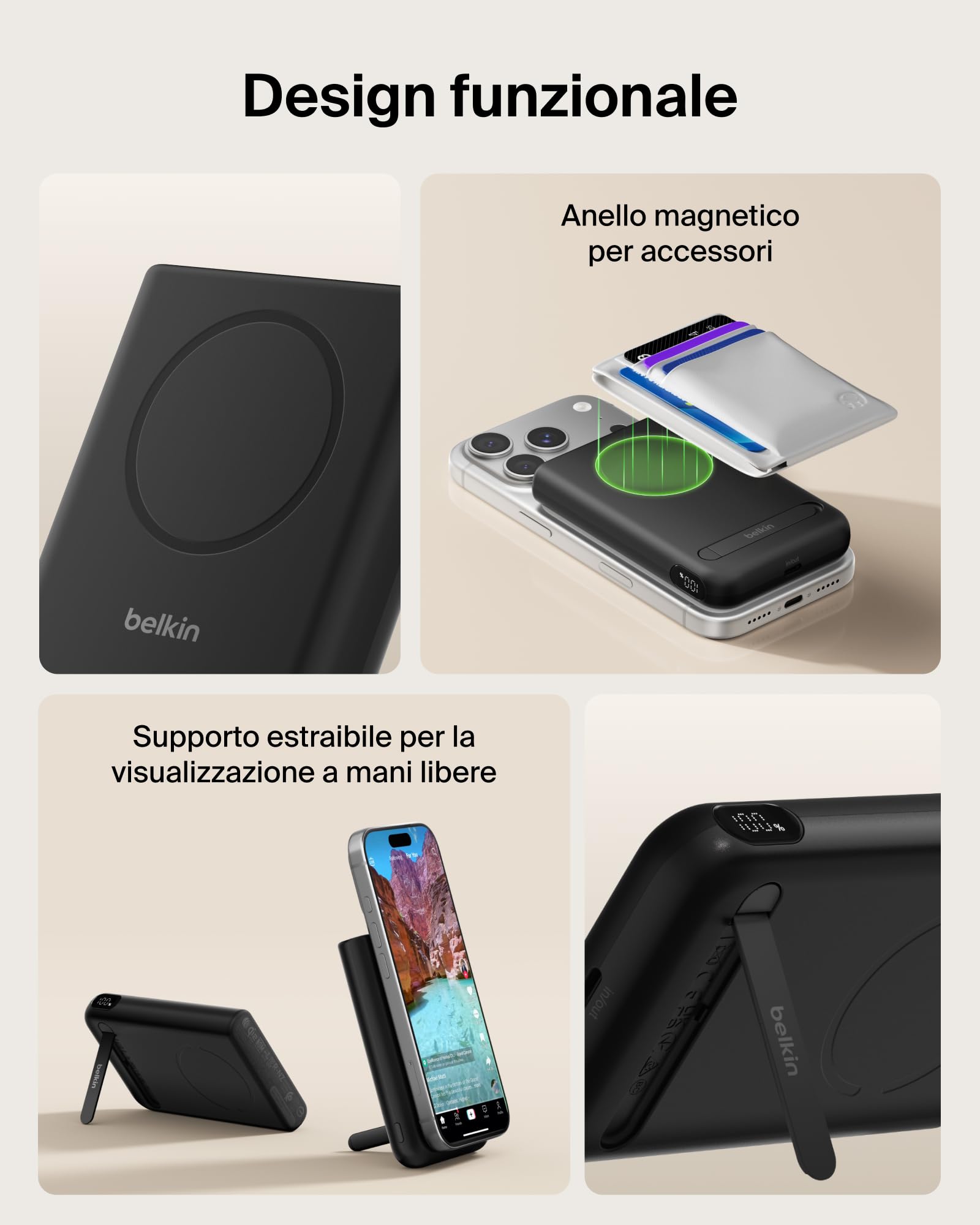 belkin-ultracharge-pro-power-bank-10-000-mah-magnetico-qi2-25-w-con-anello-magne image 3