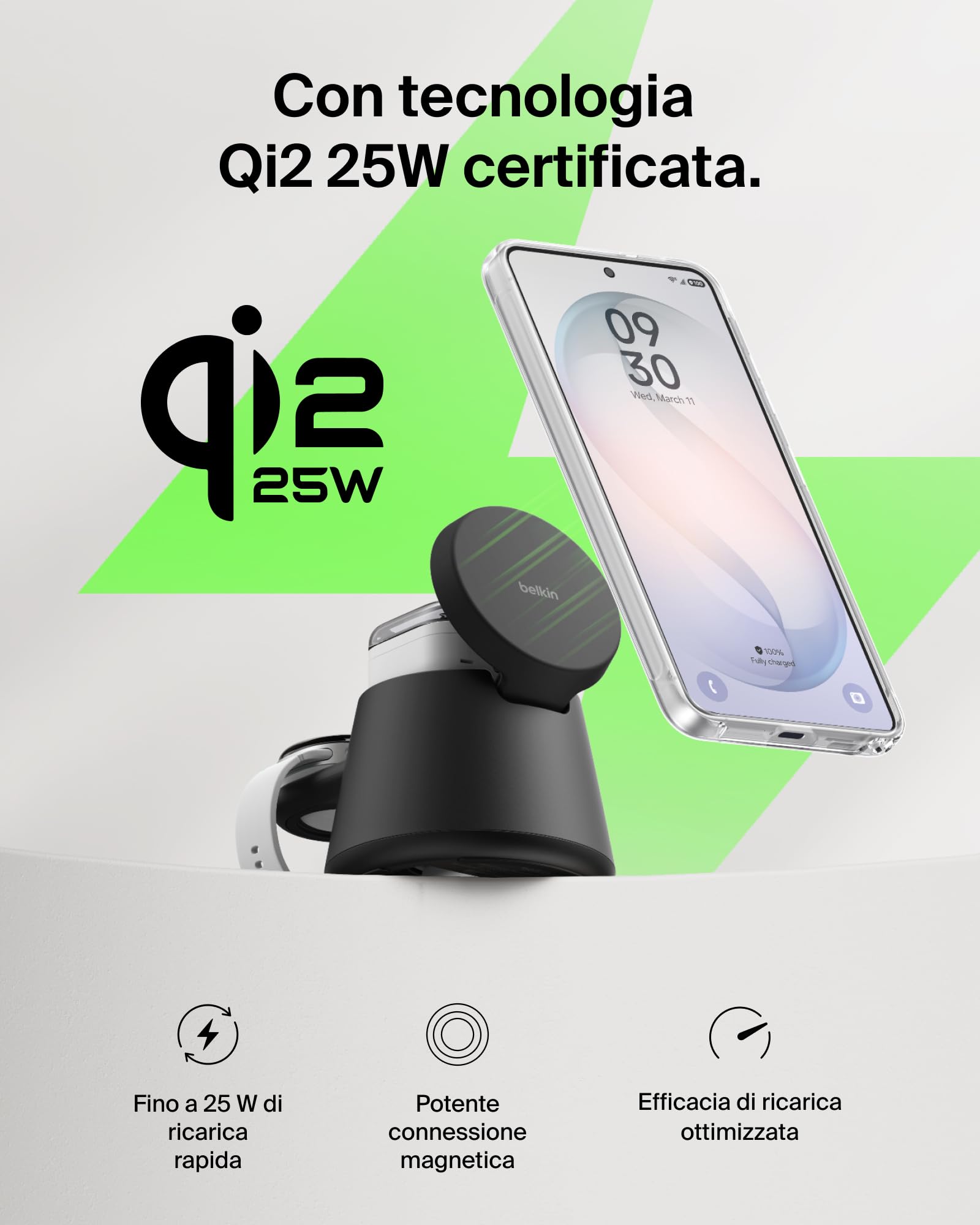 belkin-ultracharge-caricatore-wireless-magnetico-3-in-1-qi2-25w-con-porta-usb-c- image 7