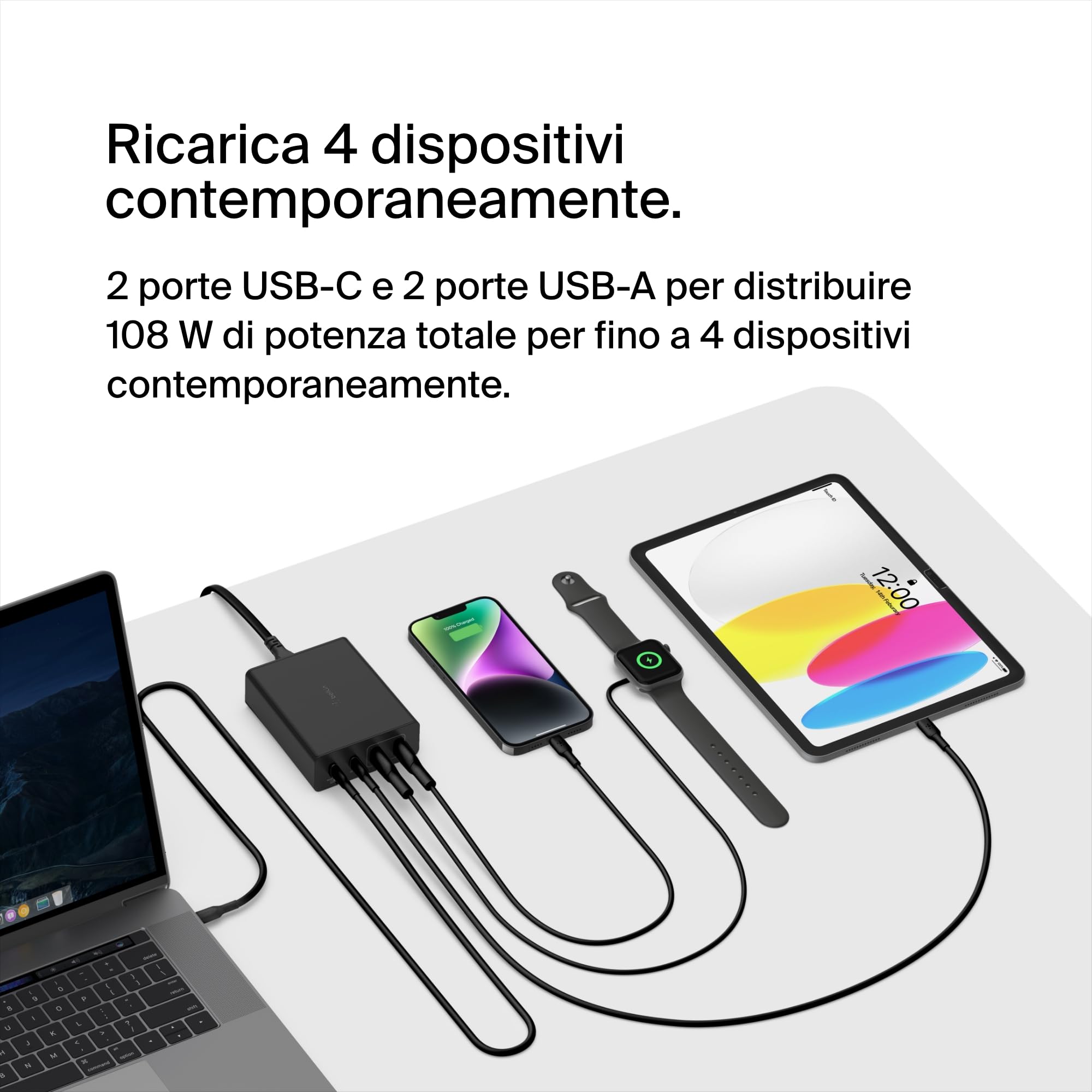 belkin-108w-gan-stazione-di-ricarica-multi-dispositivo-usb-c-usb-a-da-tavolo image 5