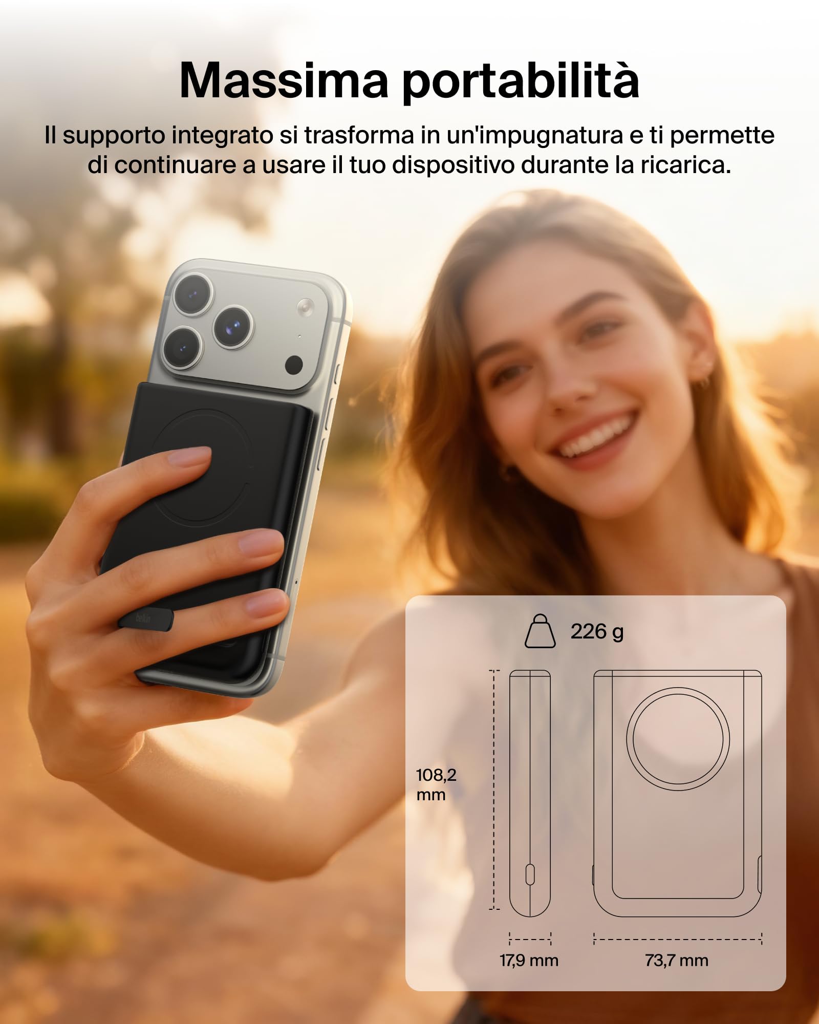 belkin-ultracharge-pro-power-bank-10-000-mah-magnetico-qi2-25-w-con-anello-magne image 6