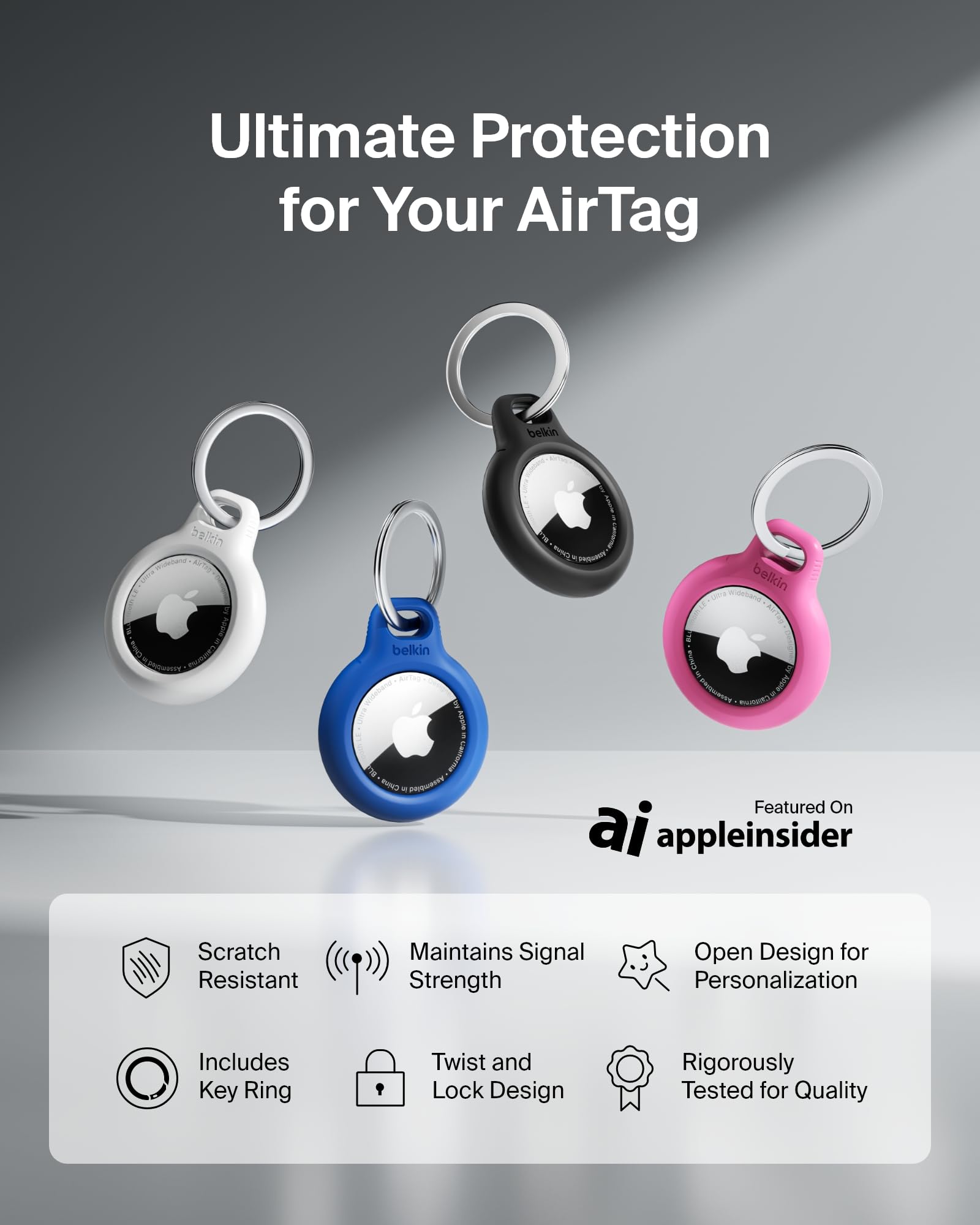 belkin-secure-holder-portachiavi-per-apple-airtag-confezione-da-2-bianco image 2