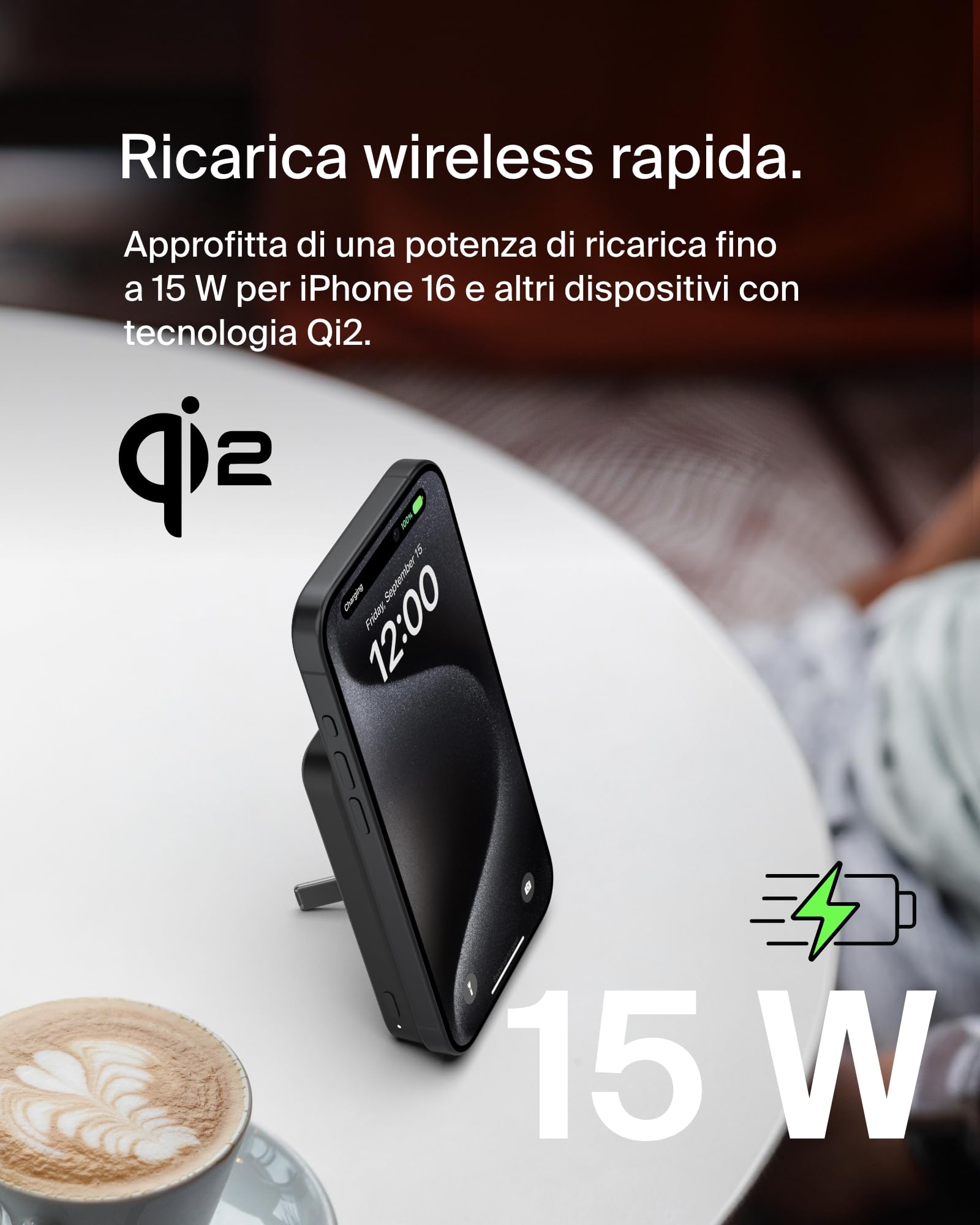 belkin-boostcharge-pro-power-bank-magnetica-5000mah-qi2-con-supporto-integrato-c image 2